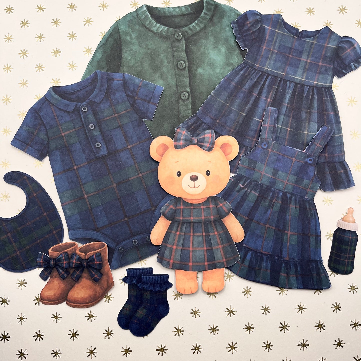 Posh Teddy Bear Baby Shower Bunting – Tartan Baby Clothesline Garland (Boy or Girl)