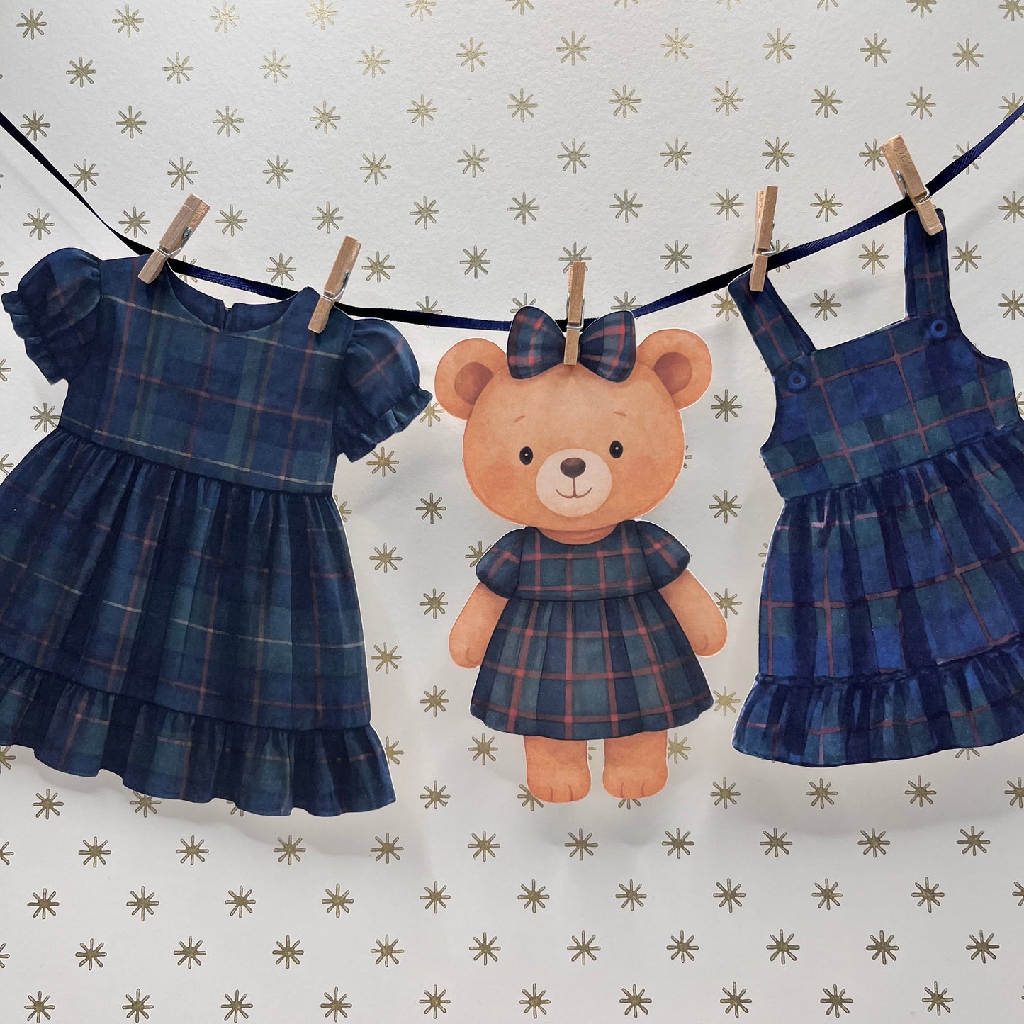 Posh Teddy Bear Baby Shower Bunting – Tartan Baby Clothesline Garland (Boy or Girl)