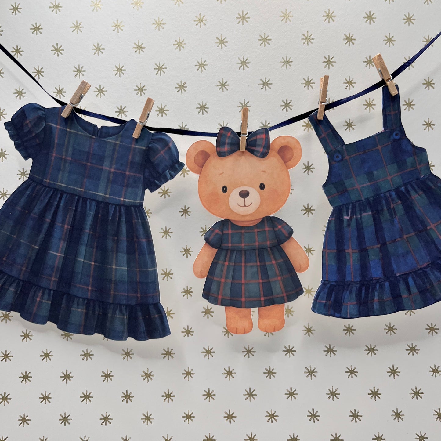 Posh Teddy Bear Baby Shower Bunting – Tartan Baby Clothesline Garland (Boy or Girl)