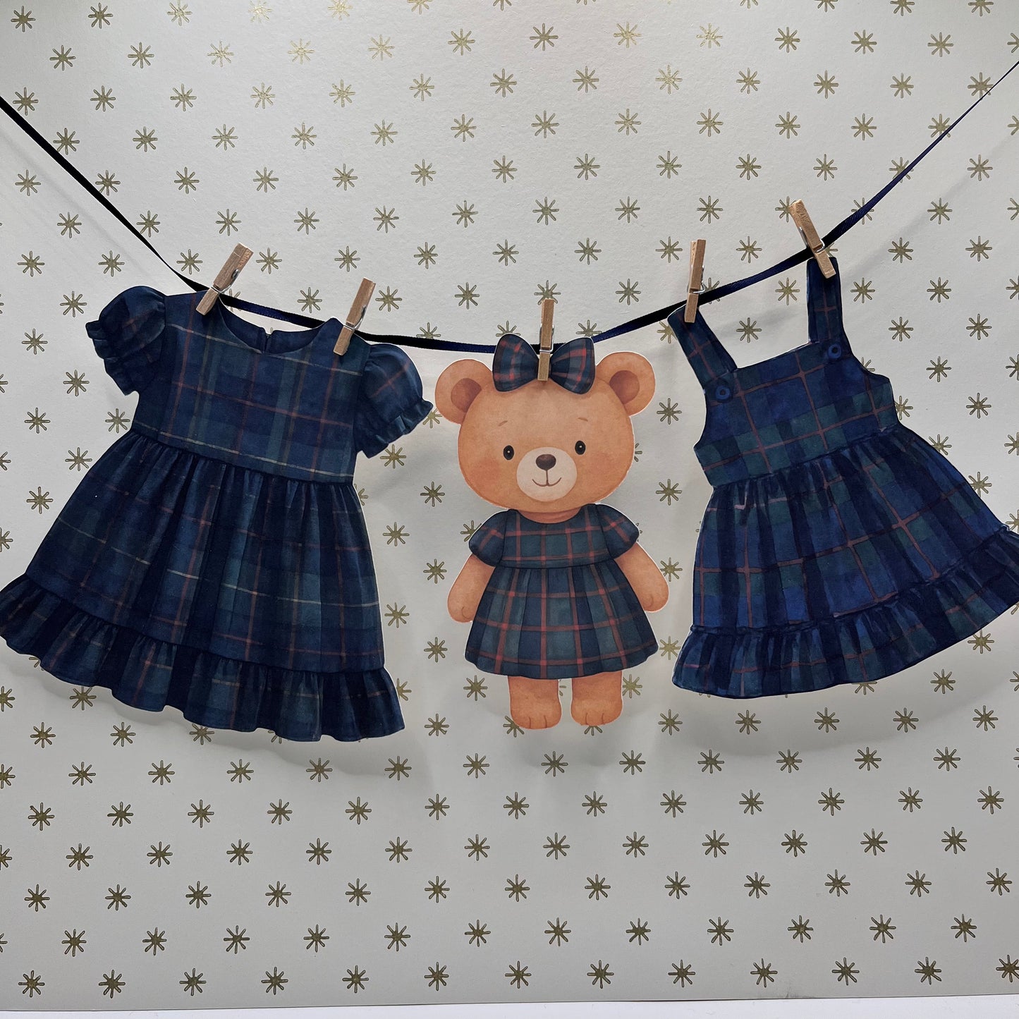 Posh Teddy Bear Baby Shower Bunting – Tartan Baby Clothesline Garland (Boy or Girl)