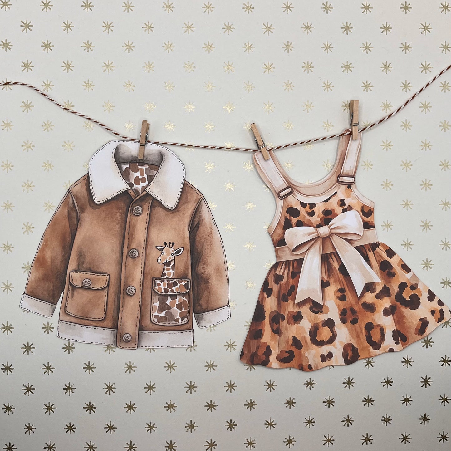 Safari Jungle Baby Shower Bunting | Zebra & Giraffe Clothesline Garland with Wooden Pegs