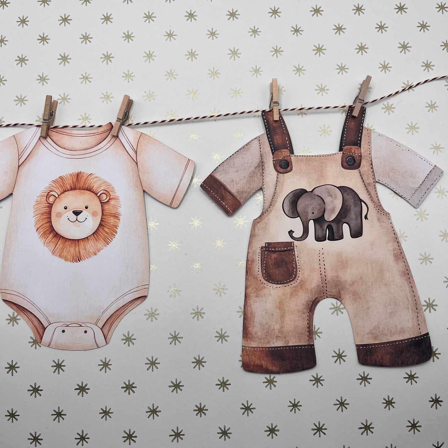 Safari Jungle Baby Shower Bunting | Zebra & Giraffe Clothesline Garland with Wooden Pegs