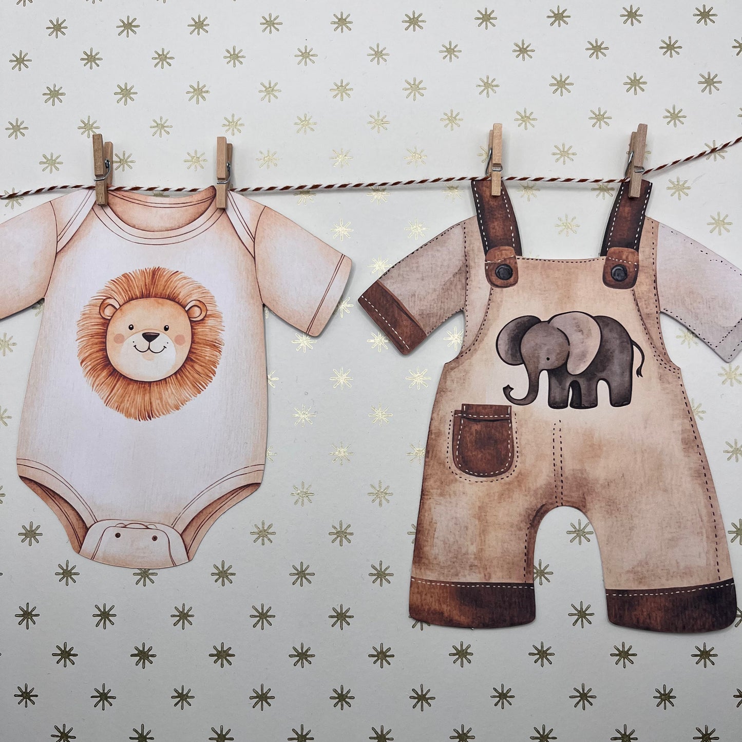 Safari Jungle Baby Shower Bunting | Zebra & Giraffe Clothesline Garland with Wooden Pegs