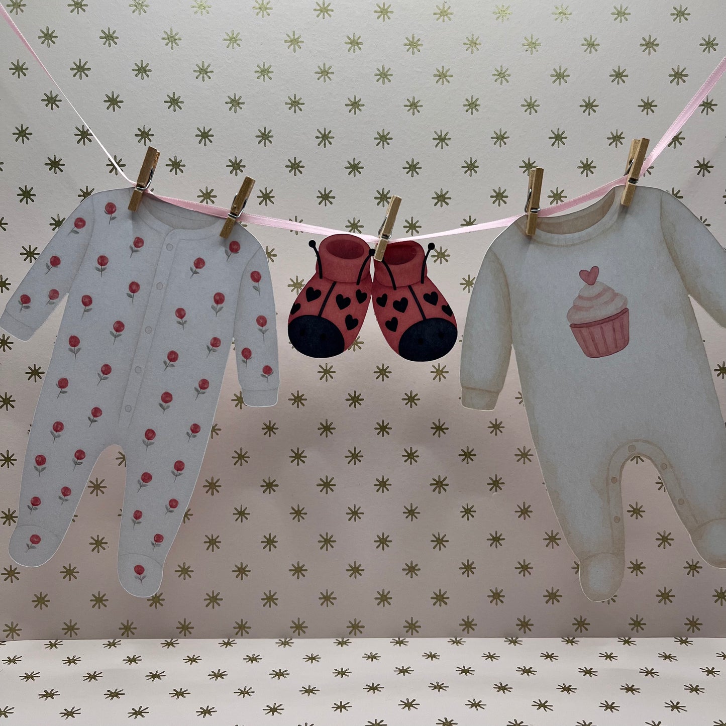 Love Bug Valentine Baby Shower Bunting – Clothesline Garland with Mini Wooden Pegs