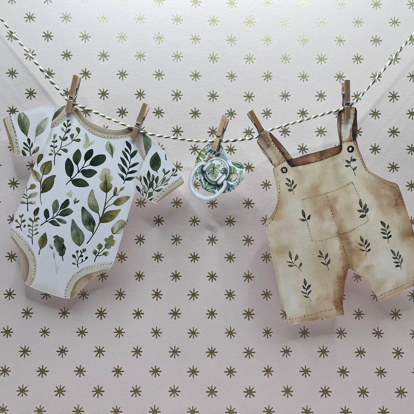 Jungle Theme Baby Shower Bunting – Clothesline-Style Garland with Wooden Pegs