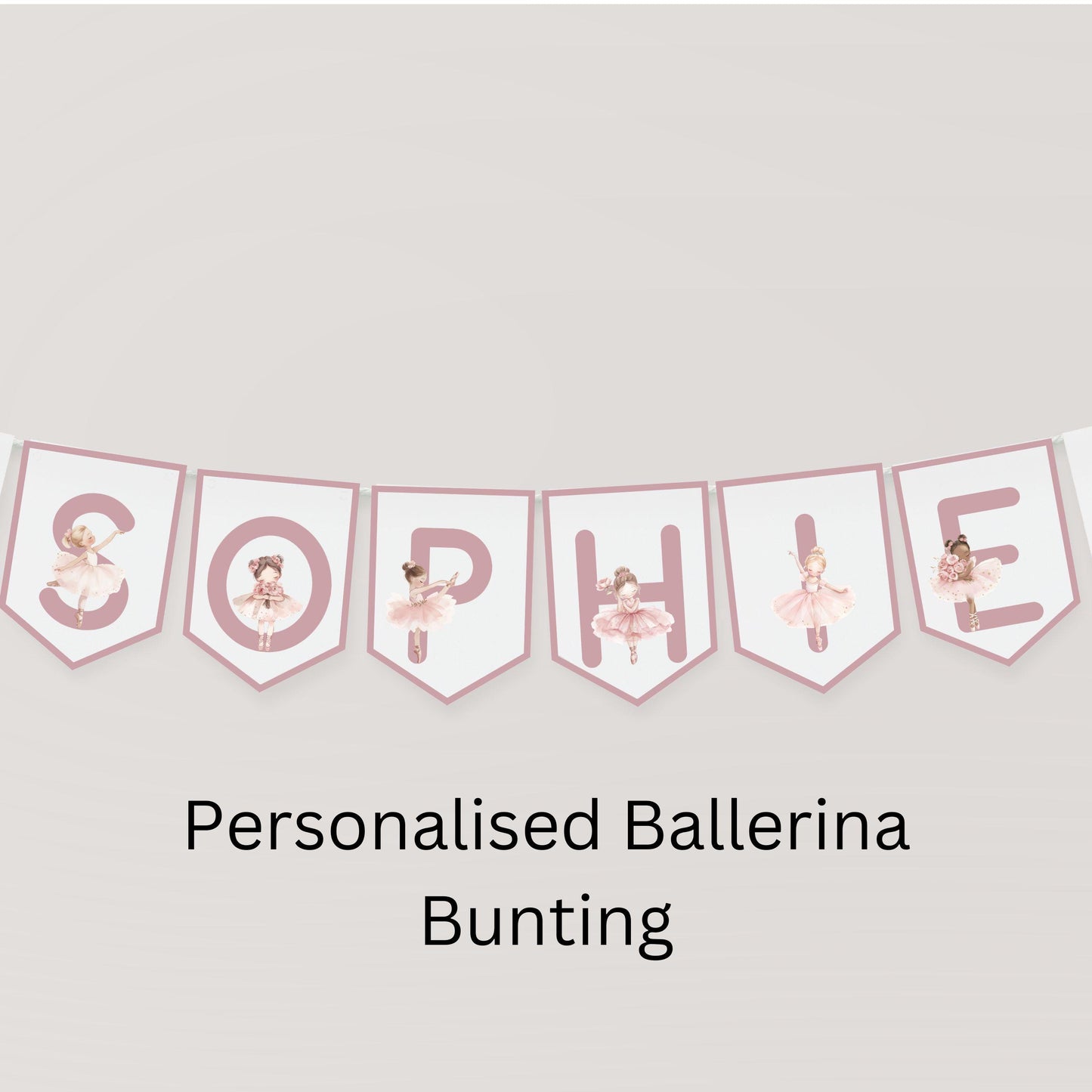 Personalised Ballerina Name Garland – Ballet Themed Bedroom & Party Bunting