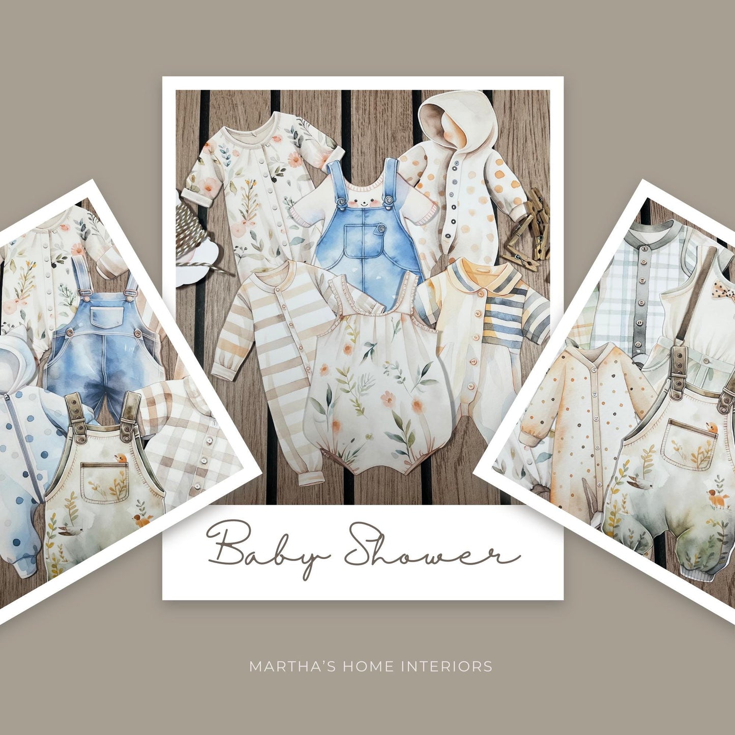 Pastel Baby Shower Bunting – Washing Line Style Baby Clothes Garland