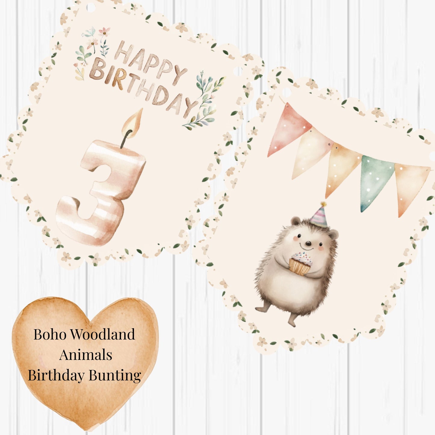 Happy Birthday Boho Woodland Animal Bunting – Woodland Party Banner