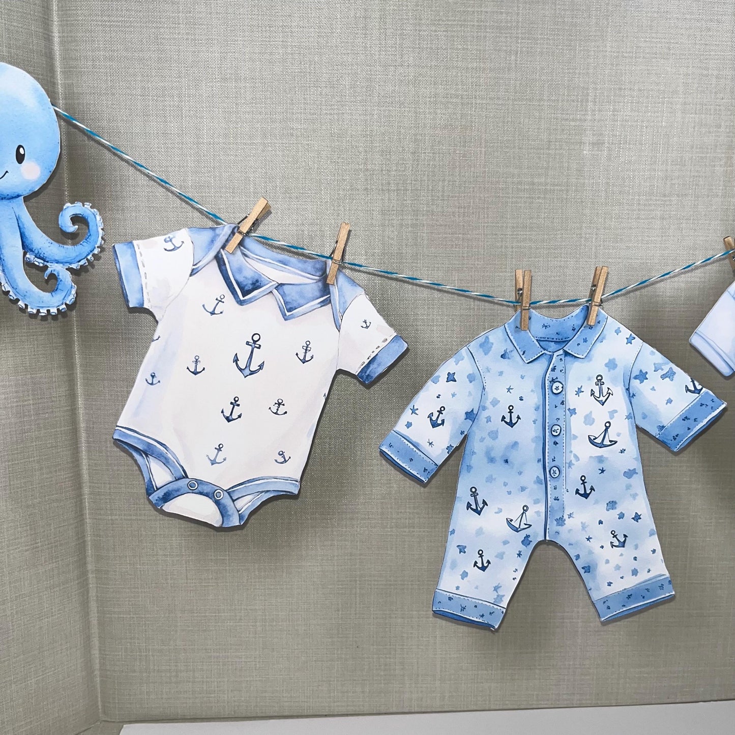 Nautical Baby Shower Bunting – Blue or Pink Baby Clothes Garland