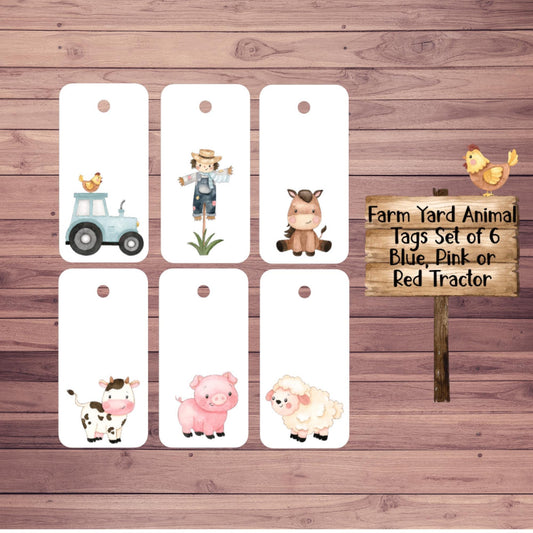 Farmyard Animal Gift Tags – Set of 6 with Tractor Designs