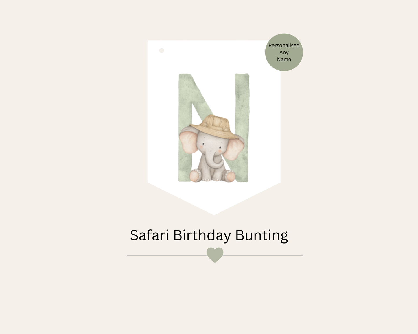 Safari Birthday Bunting Personalised Jungle Animal Banner Wild One Party Decorations Ages 1-5