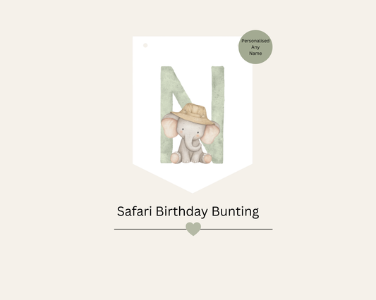 Safari Birthday Bunting Personalised Jungle Animal Banner Wild One Party Decorations Ages 1-5