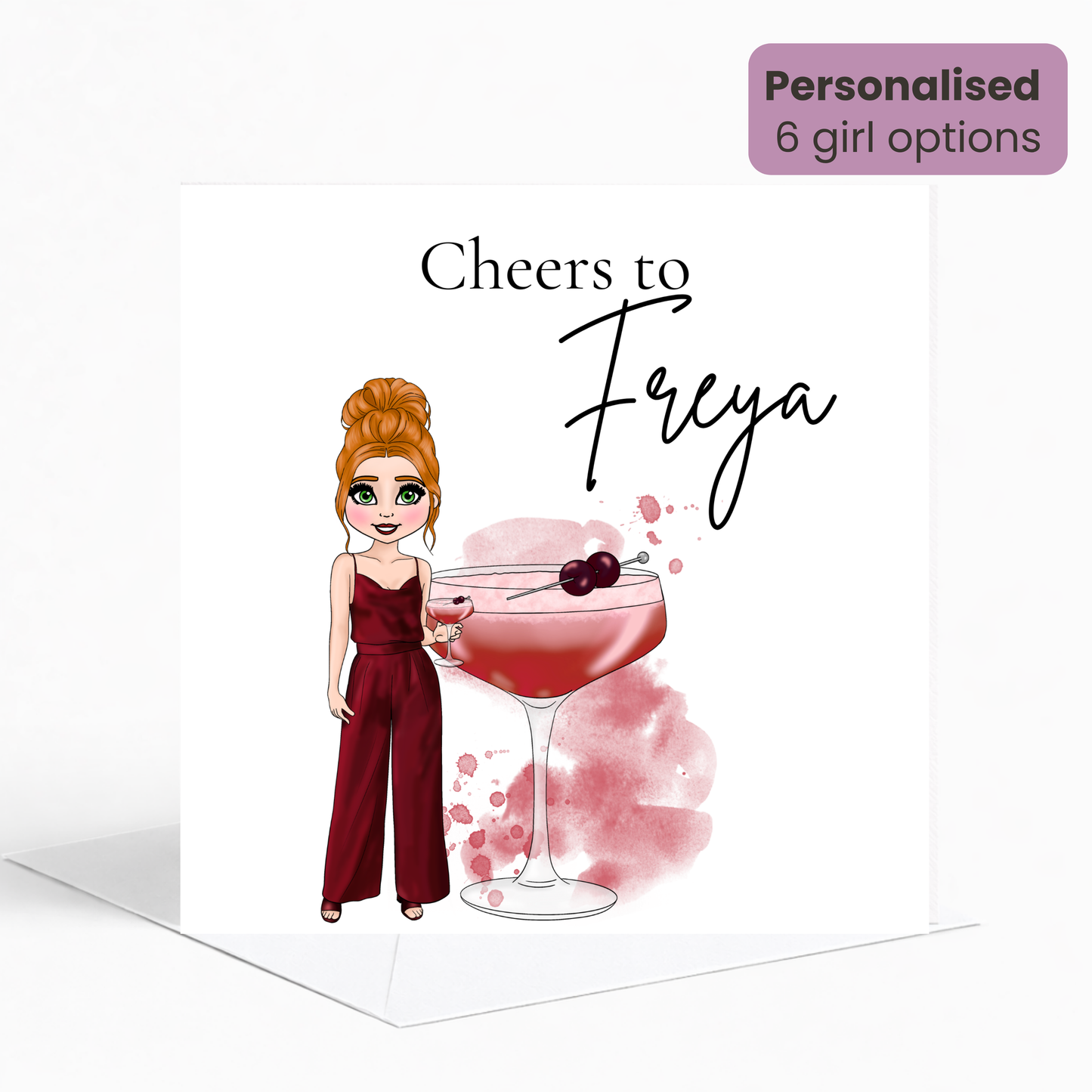Personalised Cherry Sours Birthday Card for Her – Trendy Cocktail Birthday Card for Teens & Young Adults