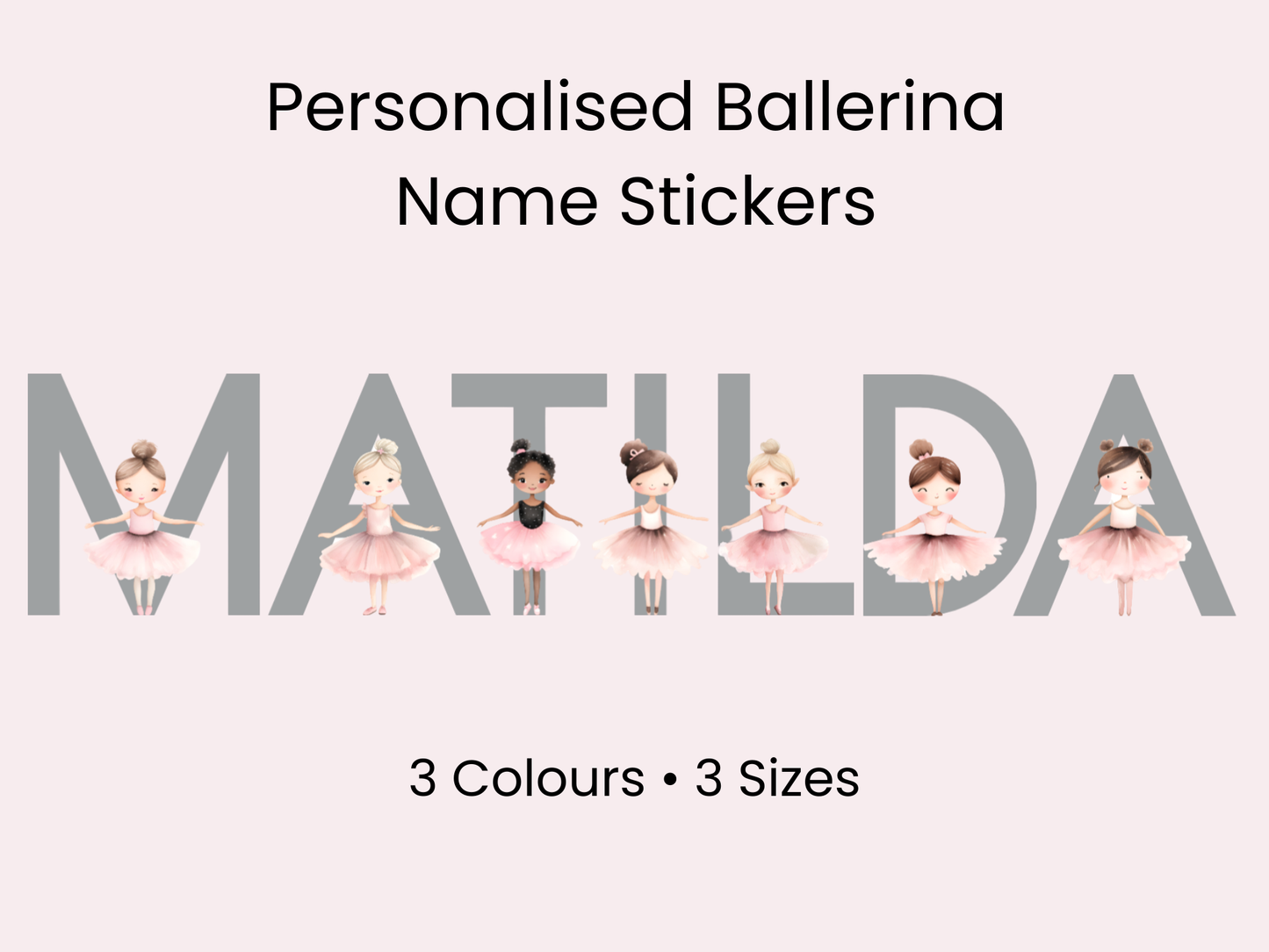 Personalised Ballerina Name Wall Sticker – Ballet Nursery Vinyl Decal for Girls Bedroom