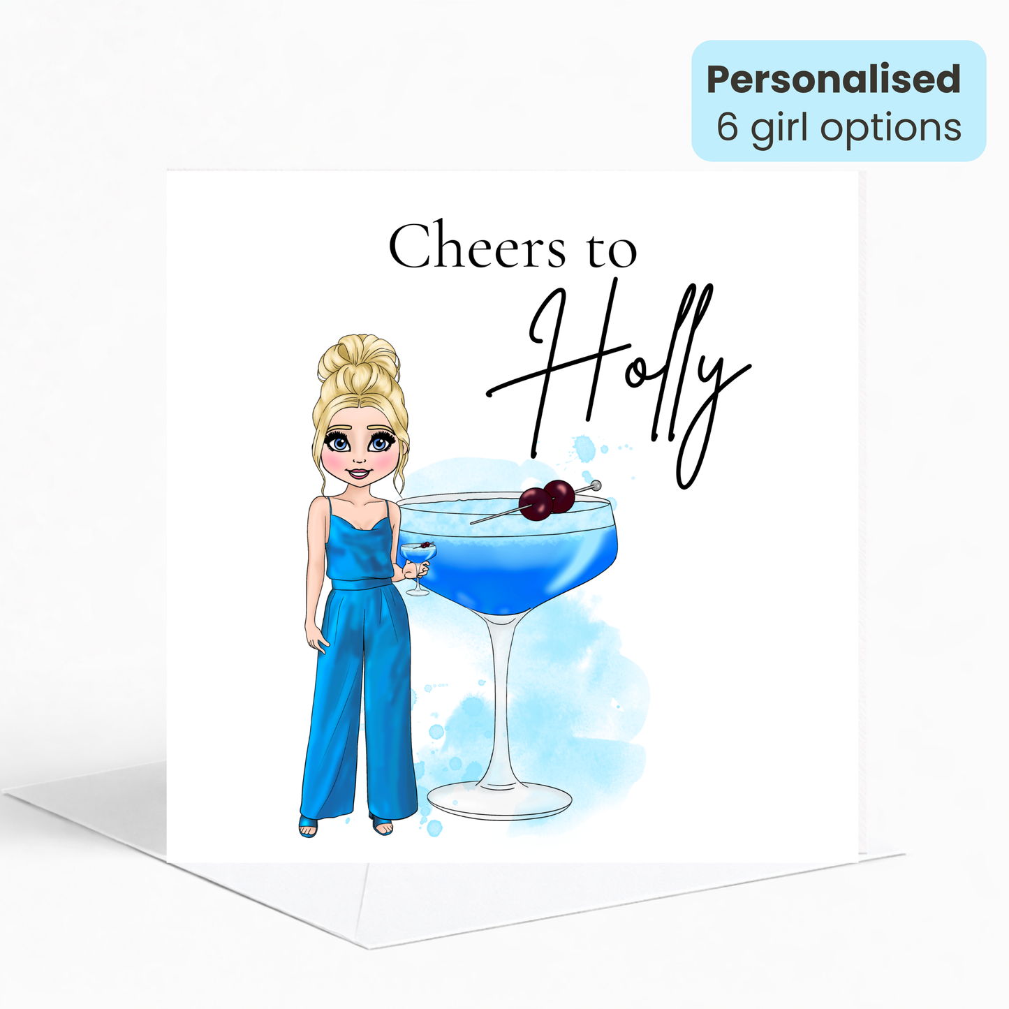 Personalised Tropical Sours Birthday Card for Her – Stylish Cocktail Birthday Card for Teens & Young Adults
