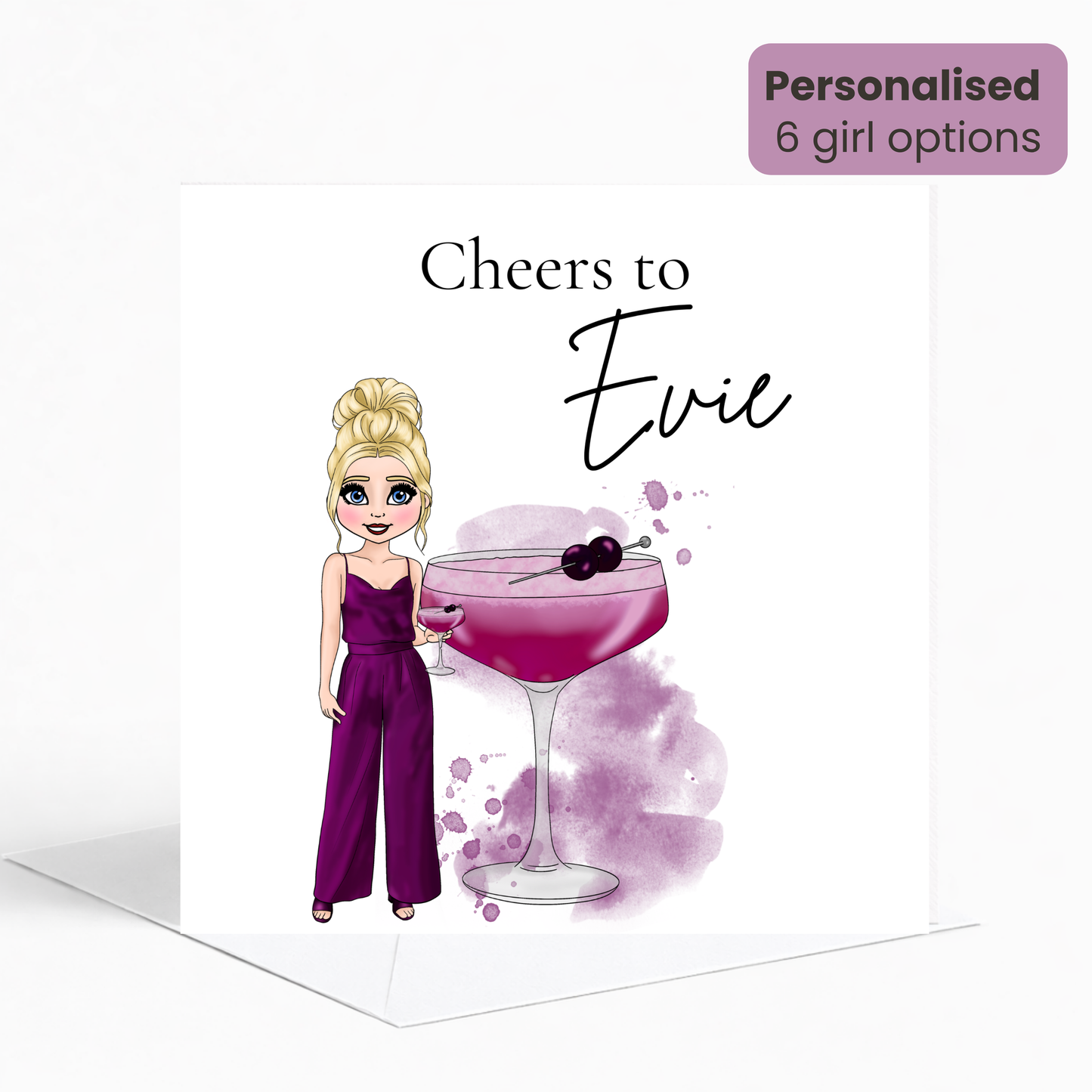 Personalised Blackcurrant Sours Birthday Card for Her – Trendy Berry Cocktail Card for Teens & Young Adults