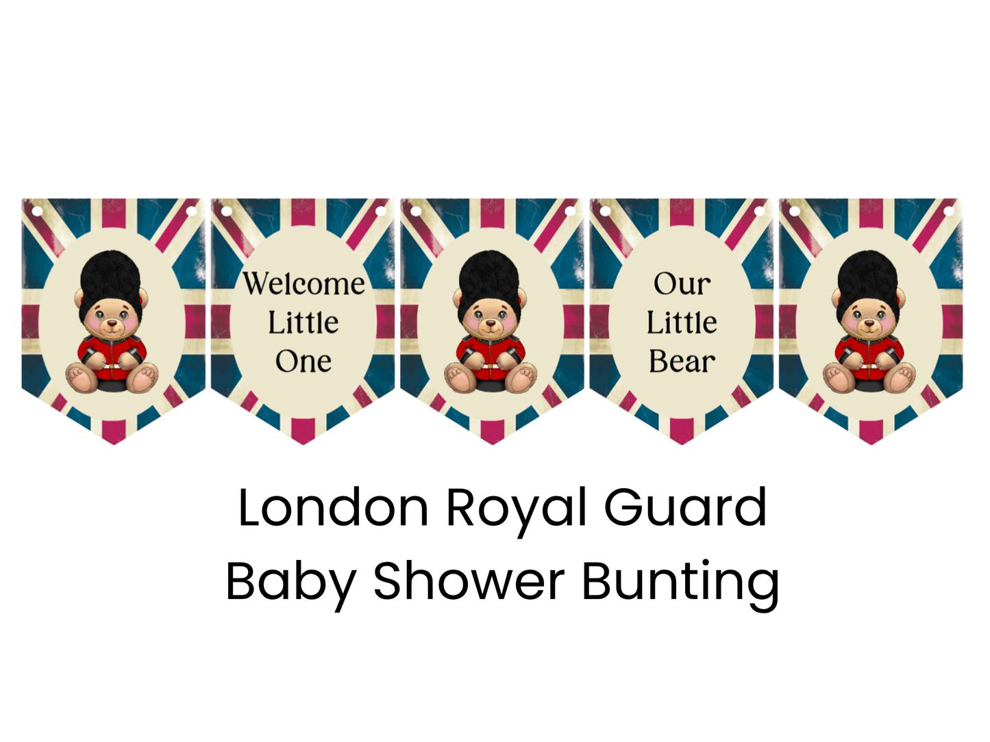 London Royal Guard Baby Shower Bunting – Teddy Bear British Banner