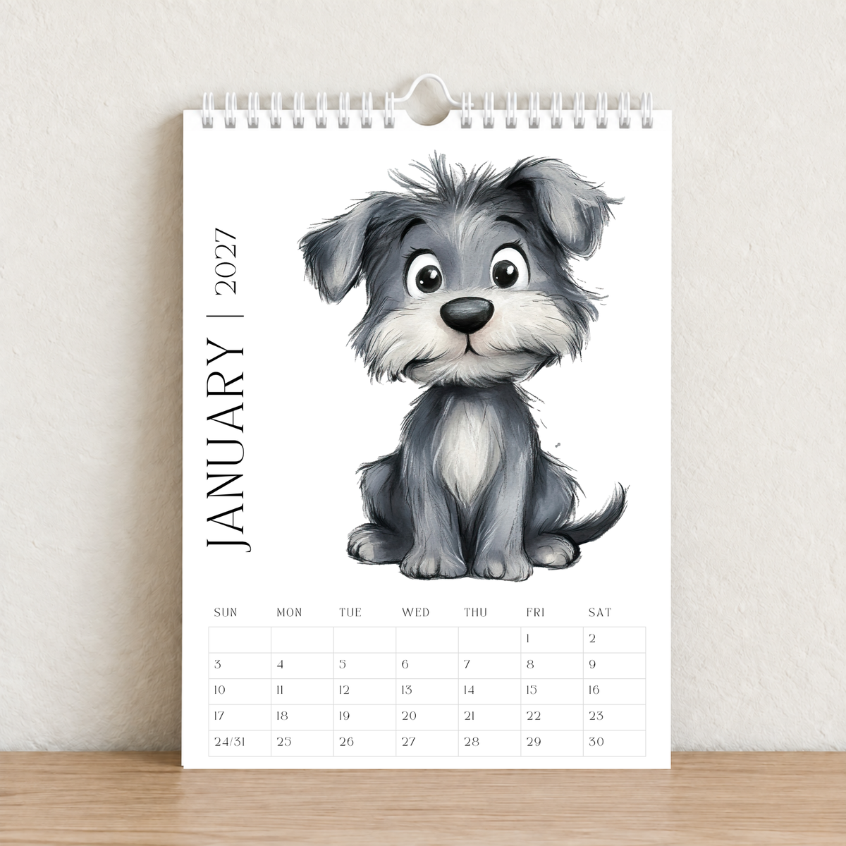 A Year of Scruffy Pups – 2027 A4 Wall Calendar