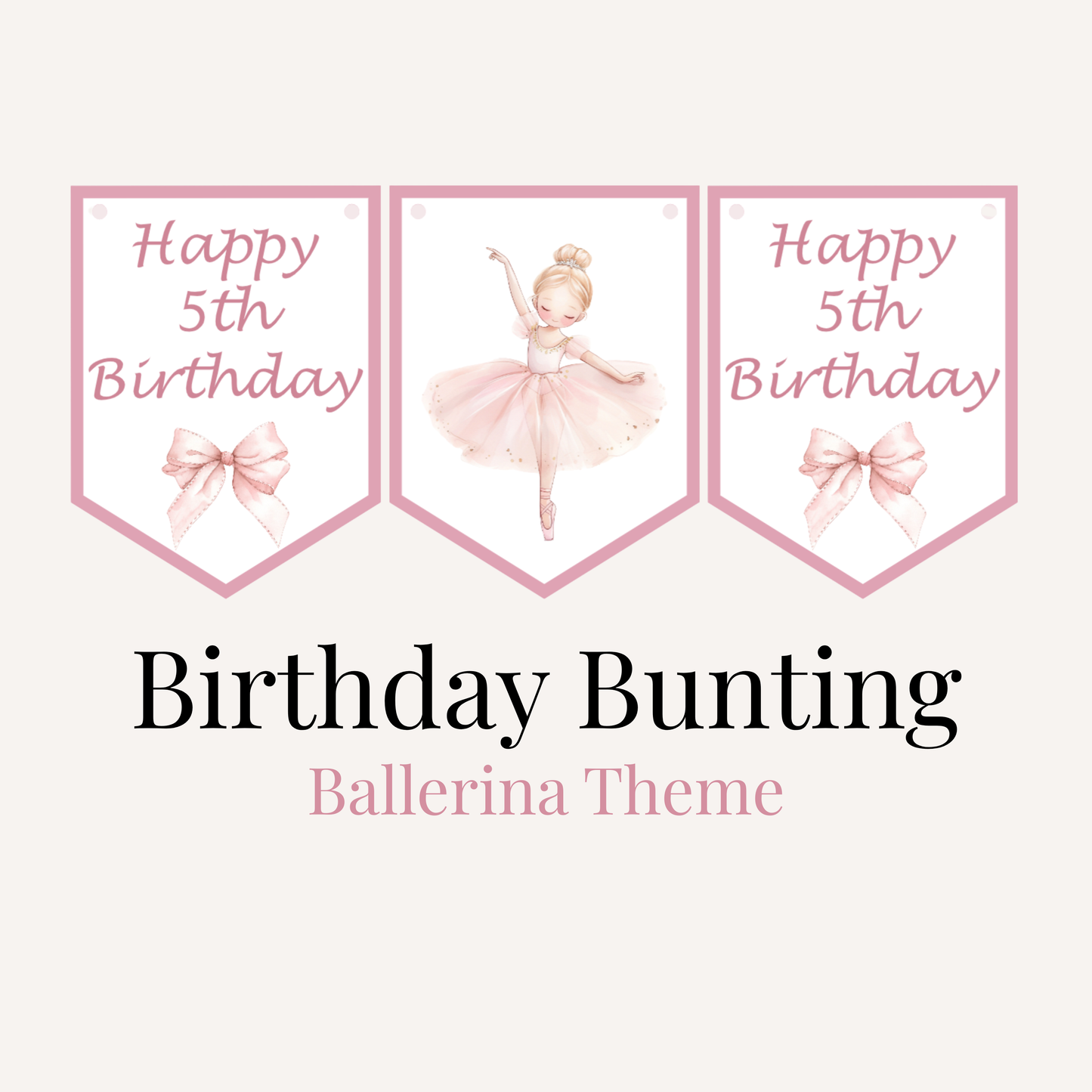 Ballerina Birthday Bunting – Ballet Party Banner Age 1–7 Girls Birthday Decor