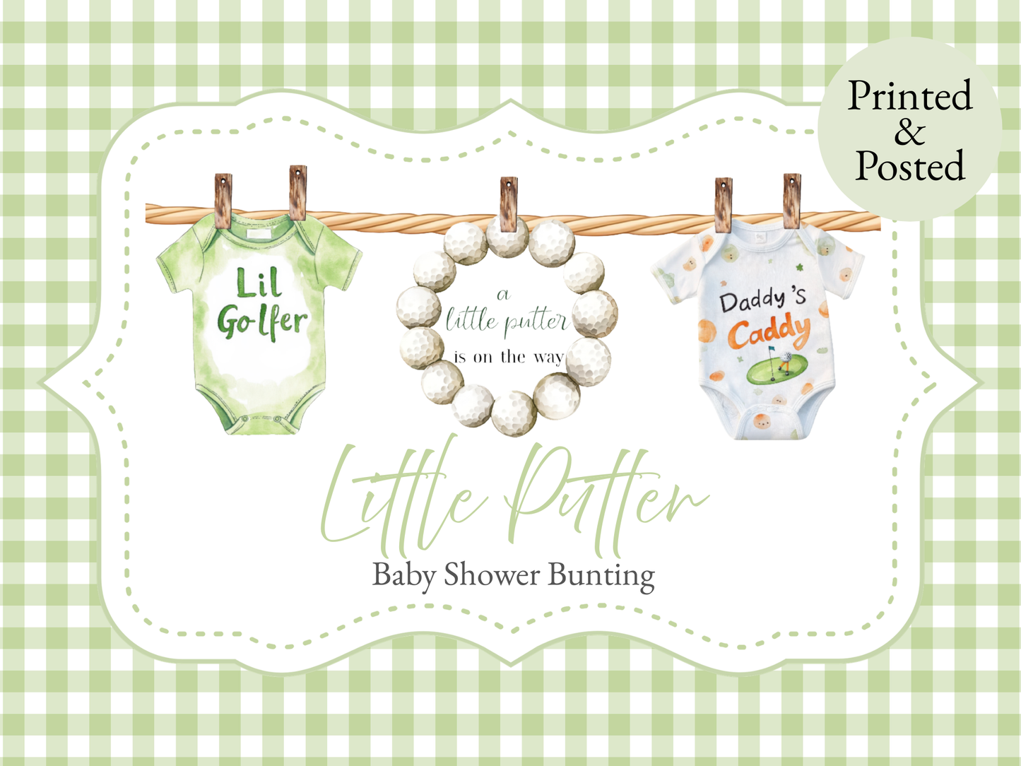 Little Putter Golf-Themed Baby Shower Bunting – Baby Clothes Garland