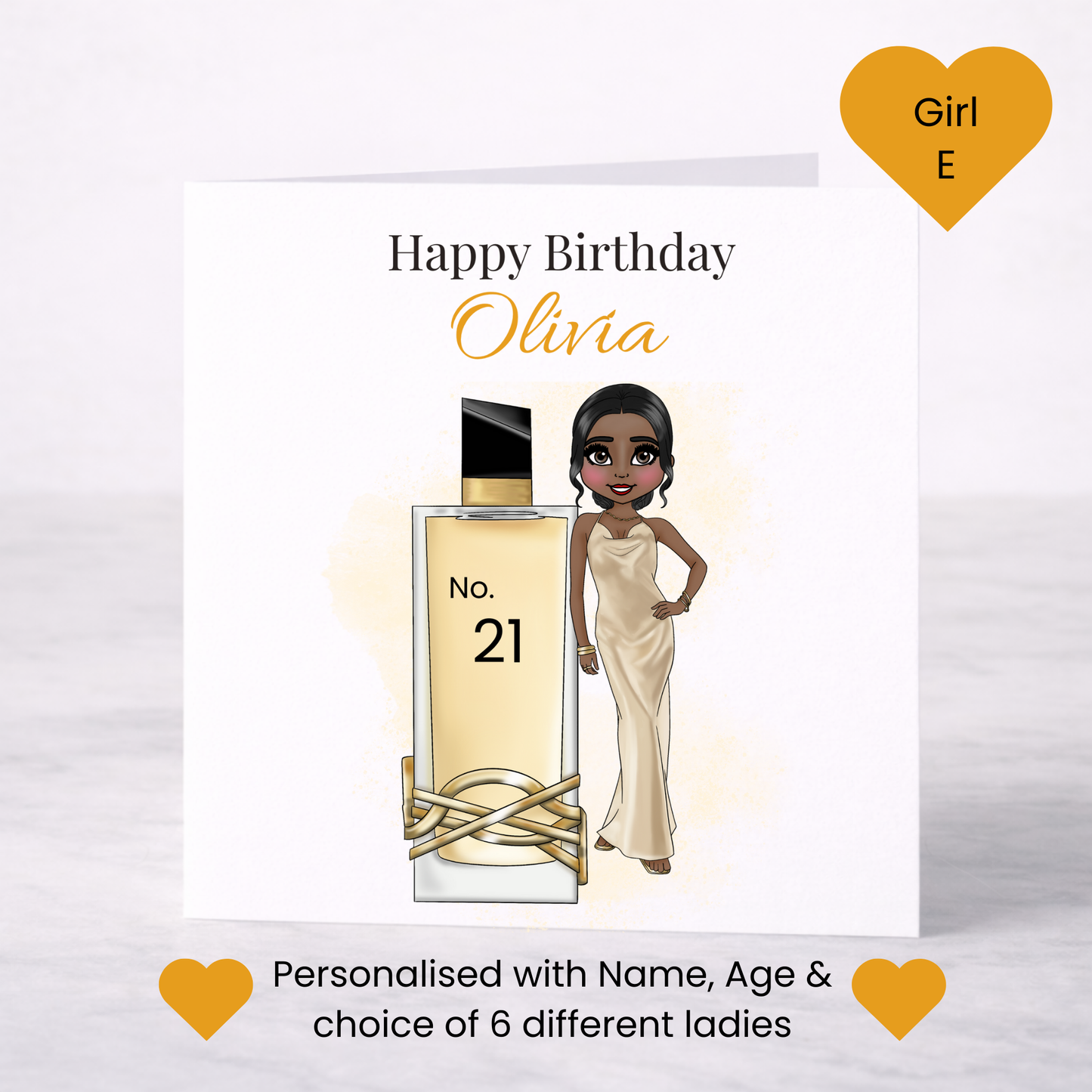 Personalised Glam Perfume Birthday Card – Name & Age Custom Card for Her