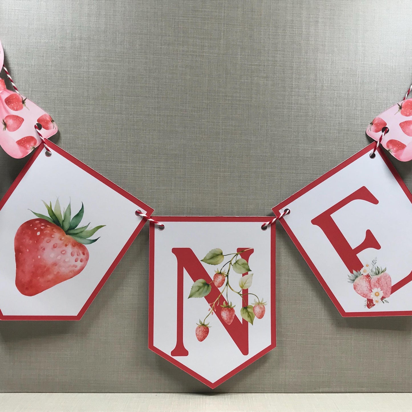 First Birthday Banner Strawberry Theme