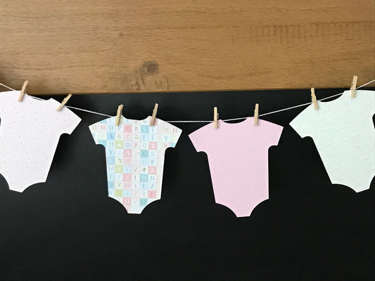 Baby Vest Bunting – Blue, Pink, Neutral or Mixed Baby Shower Garland