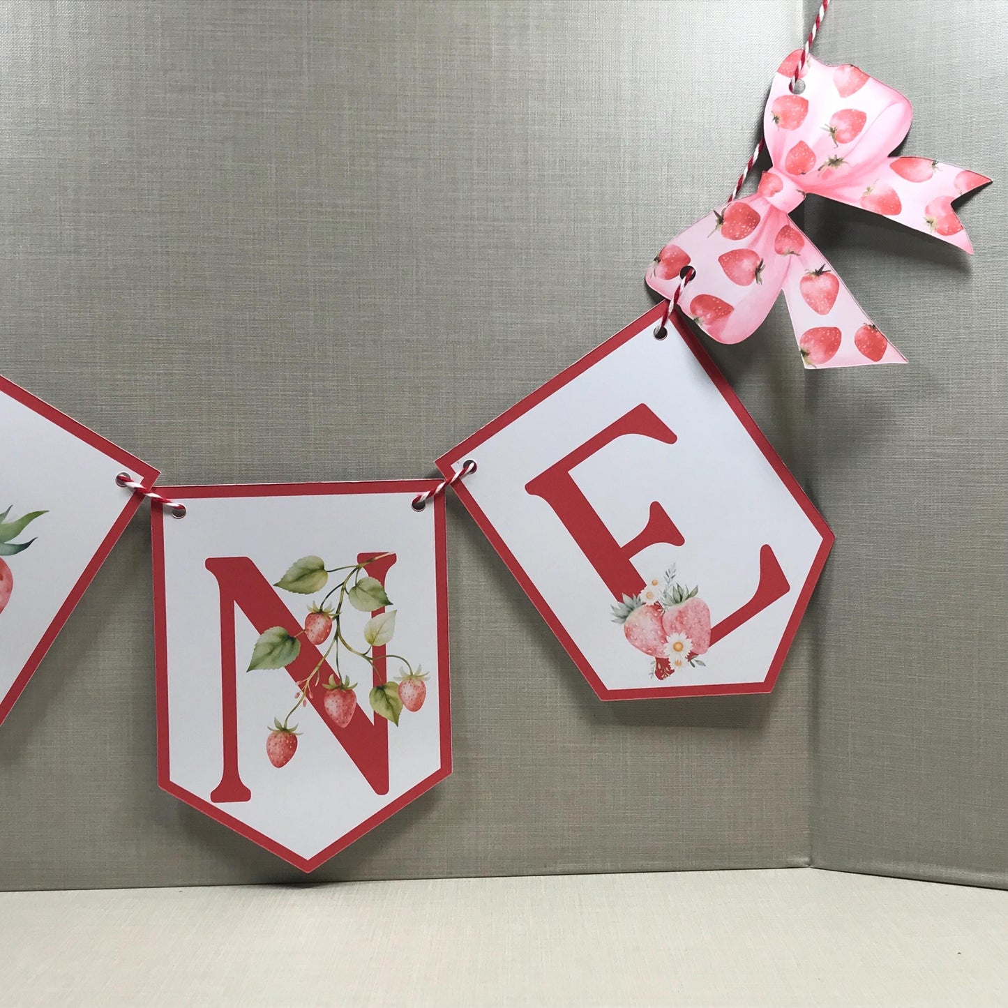 First Birthday Banner Strawberry Theme
