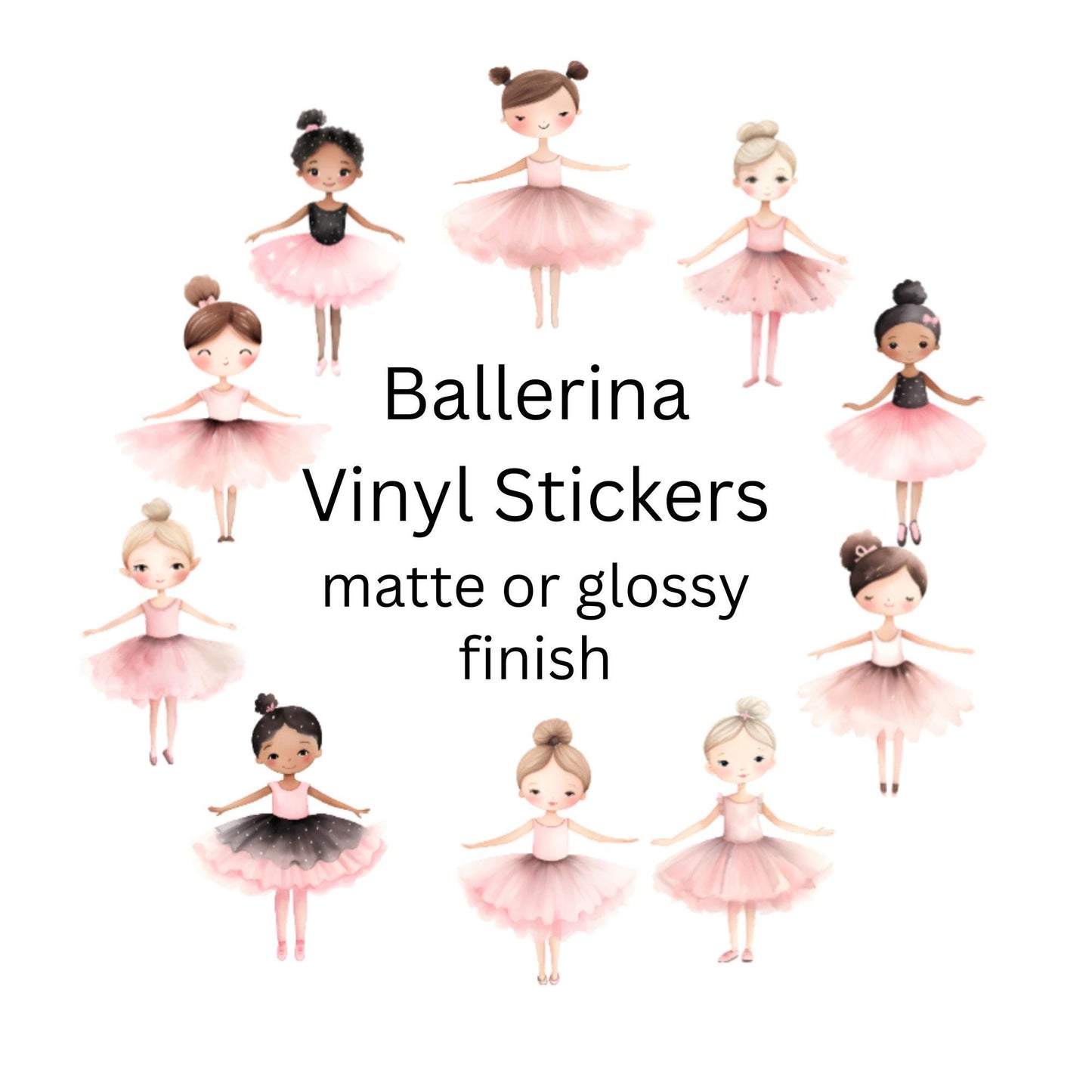 Pink Ballerina Vinyl Wall Stickers – Ballet Dancer Bedroom Décor – Set of 10