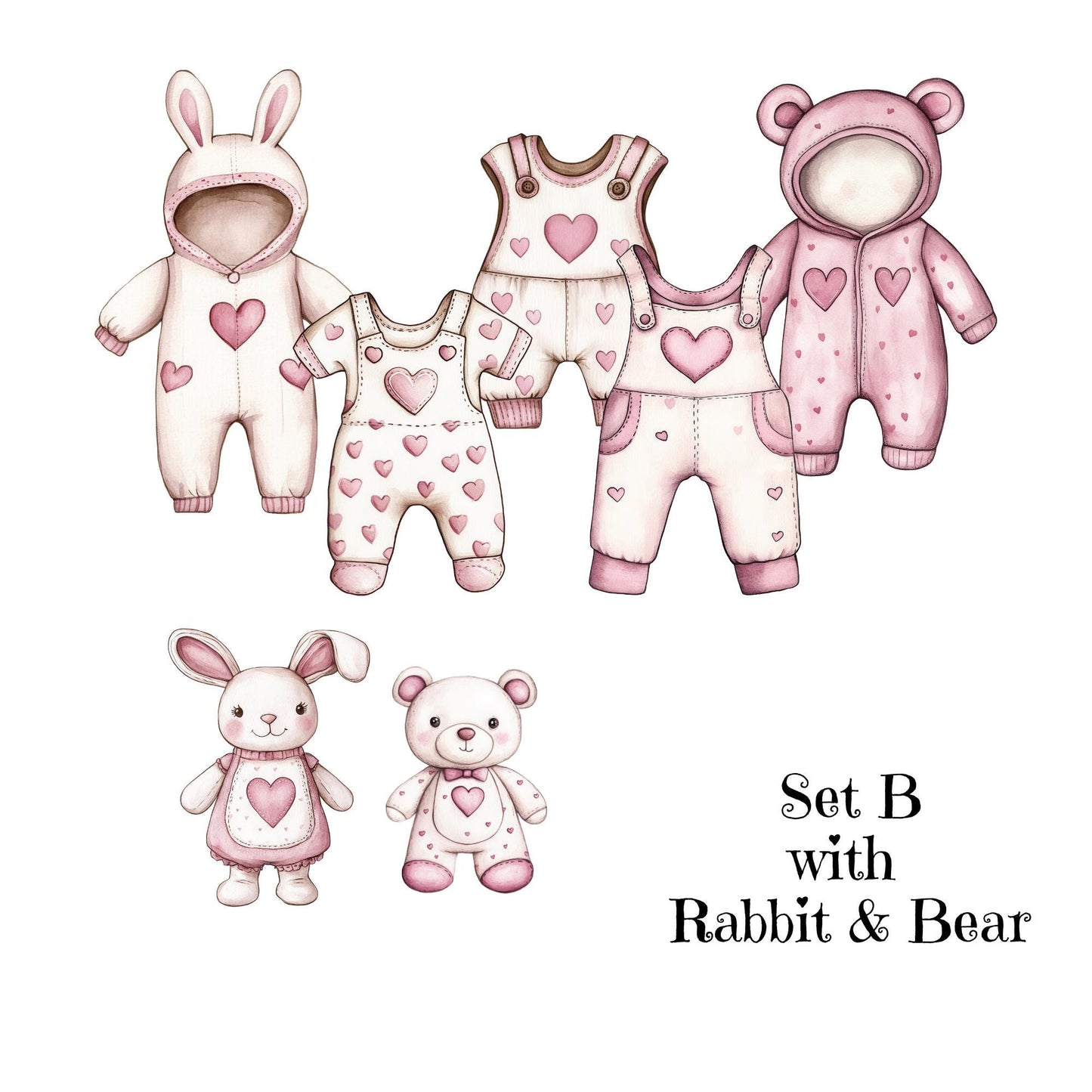 Pink Heart Baby Shower Bunting – Baby Clothes Garland with Wooden Pegs