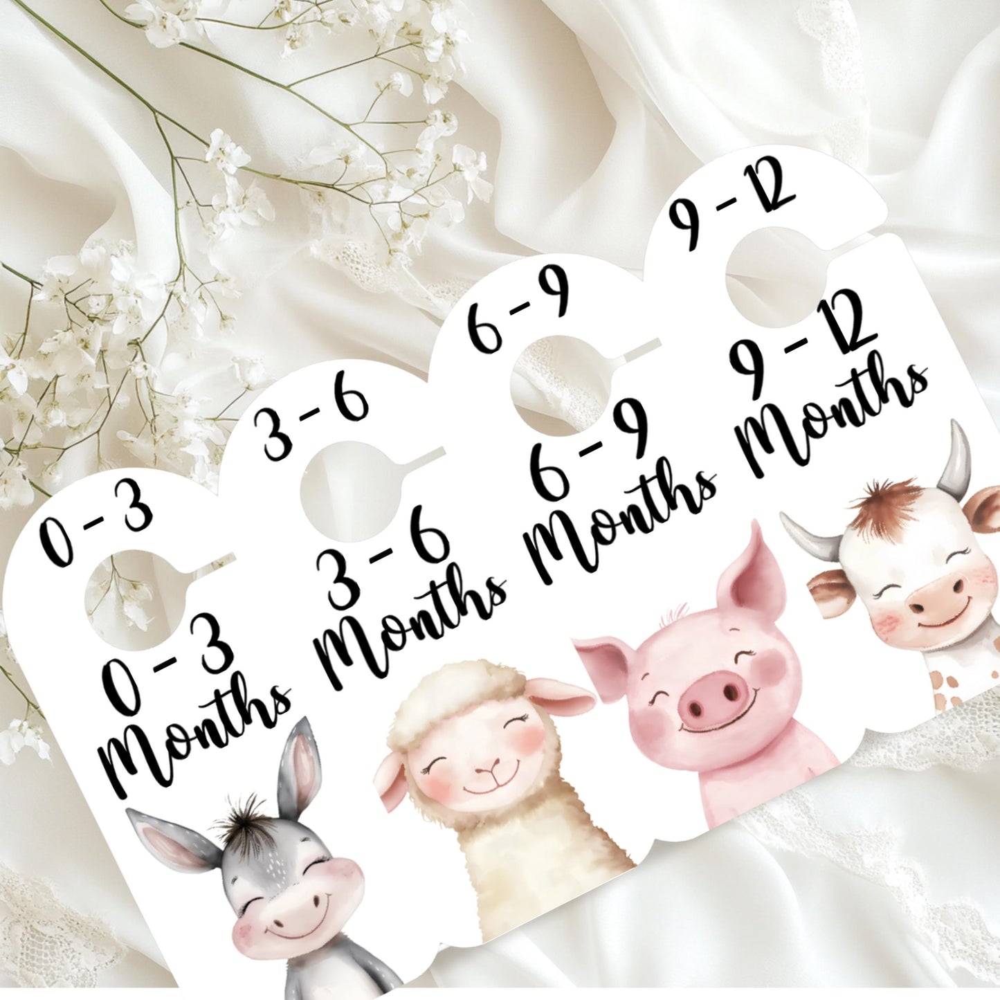 Farm Yard Animal Baby Clothes Age Dividers – Nursery Wardrobe Organisers