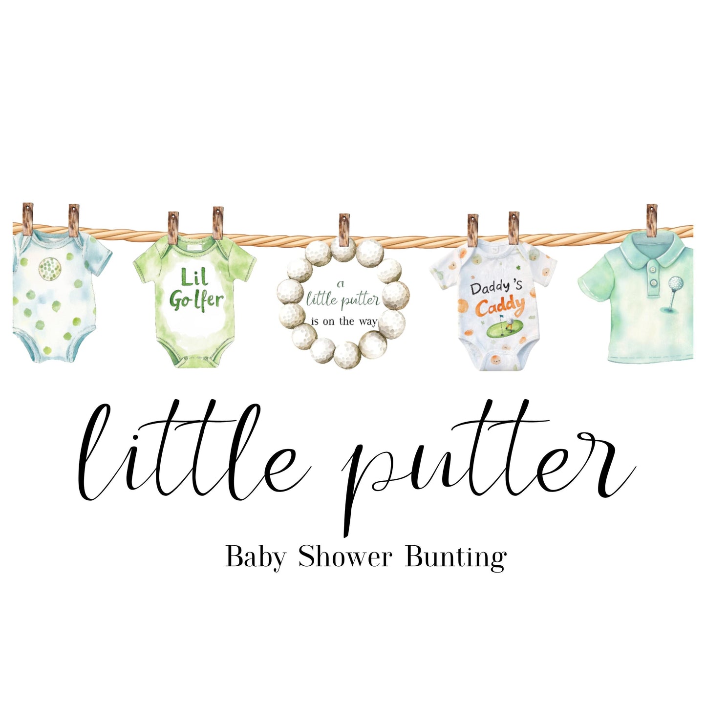 Little Putter Golf-Themed Baby Shower Bunting – Baby Clothes Garland