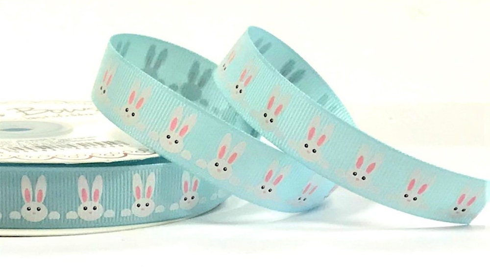 Cute Easter Bunny Ribbon by Bertie’s Bows – Grosgrain Ribbon for Crafts & Easter Decorations
