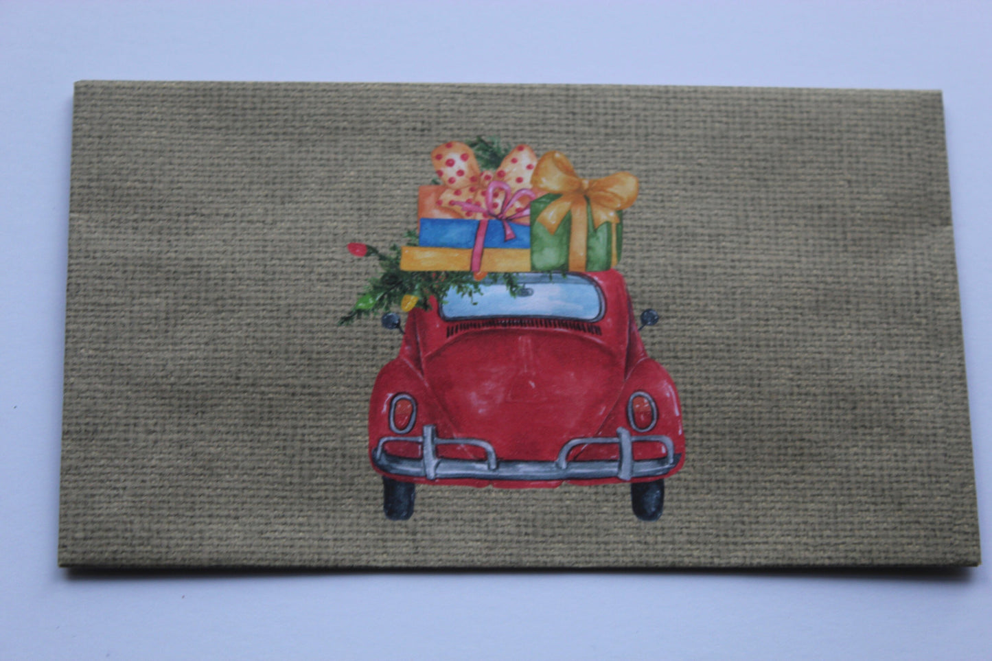 Handmade Christmas Envelopes Set of 4 – Vintage Red Car Gift Card & Money Holders