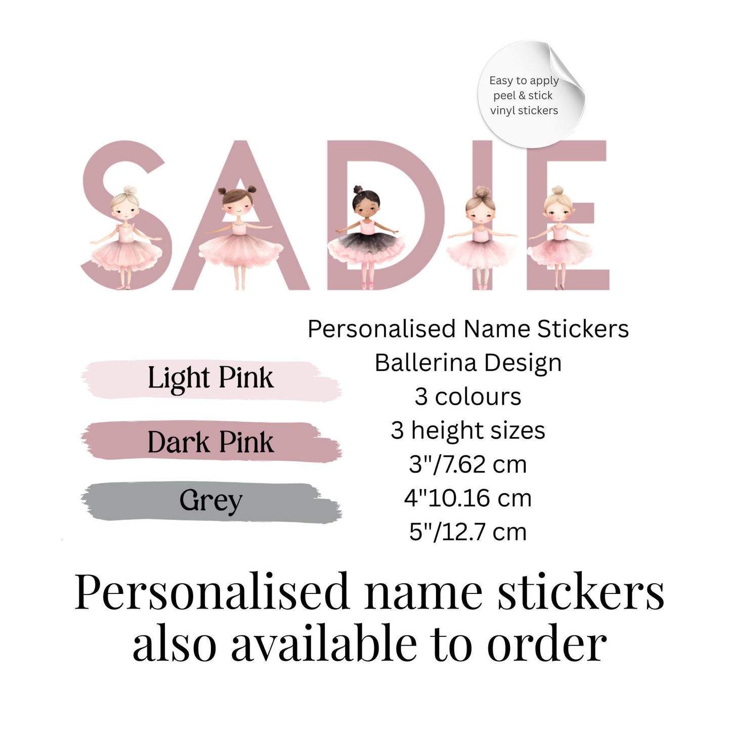 Pink Ballerina Vinyl Wall Stickers – Ballet Dancer Bedroom Décor – Set of 10