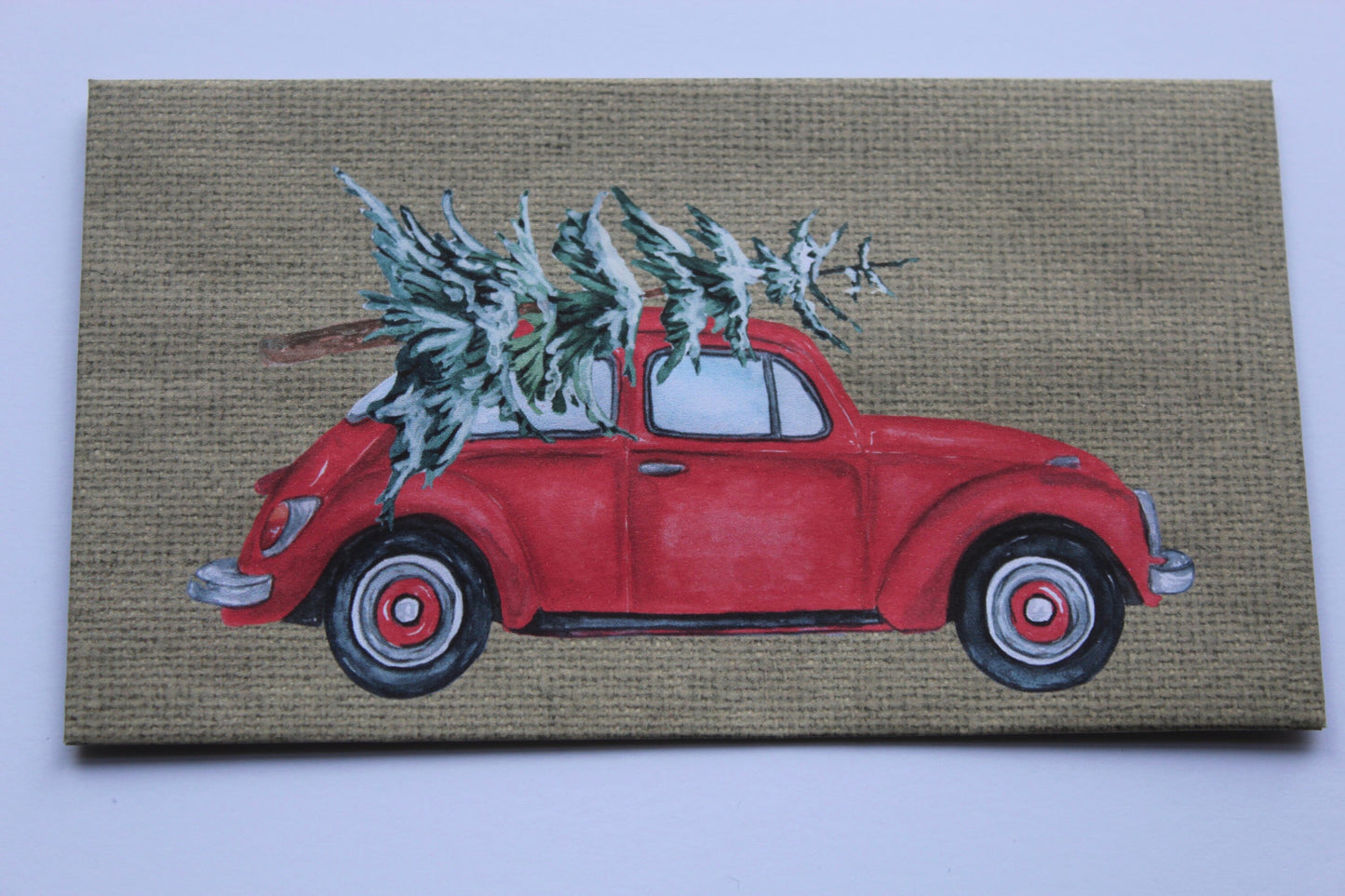 Handmade Christmas Envelopes Set of 4 – Vintage Red Car Gift Card & Money Holders