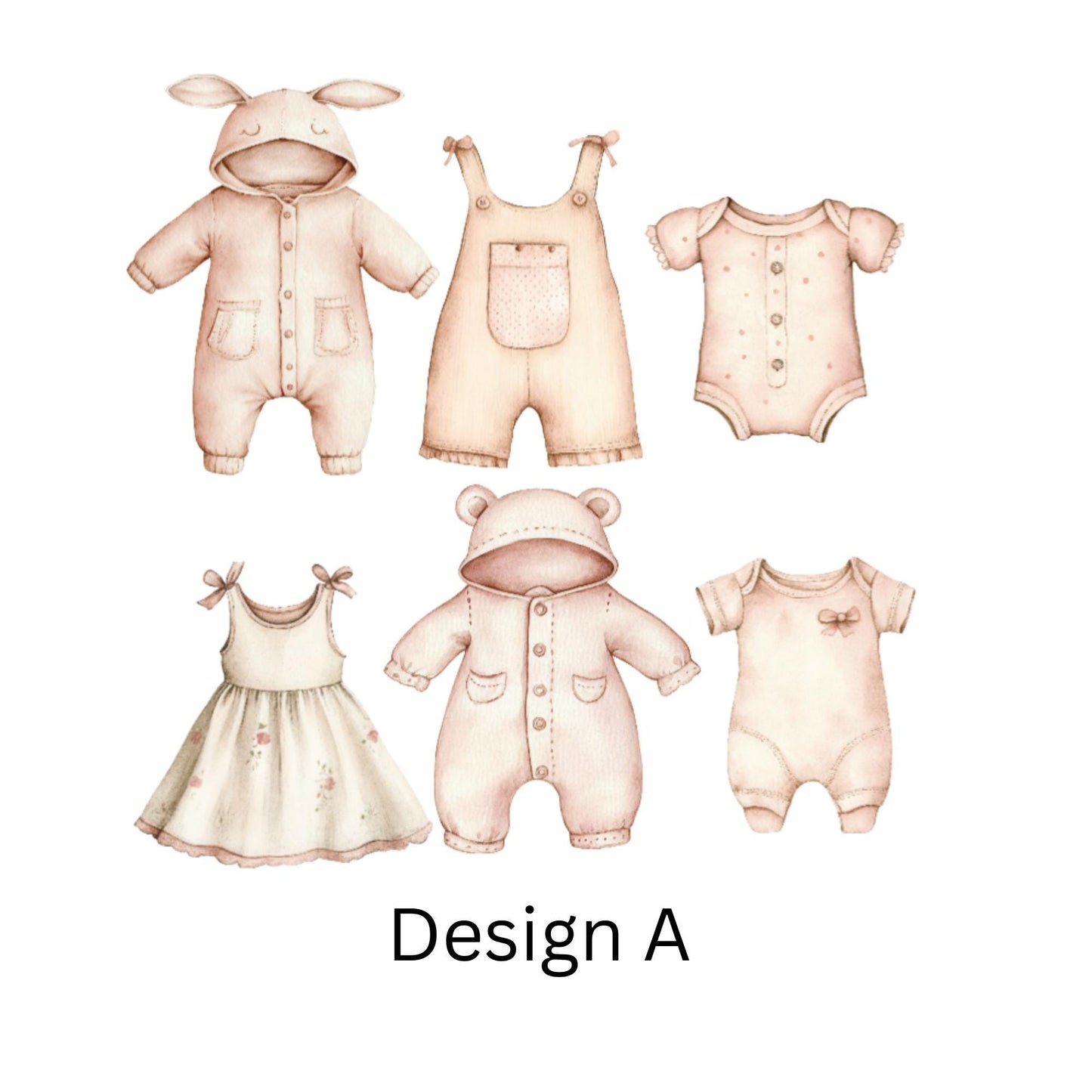 Blush Baby Shower Bunting – Card Baby Clothes on Washing Line Garland