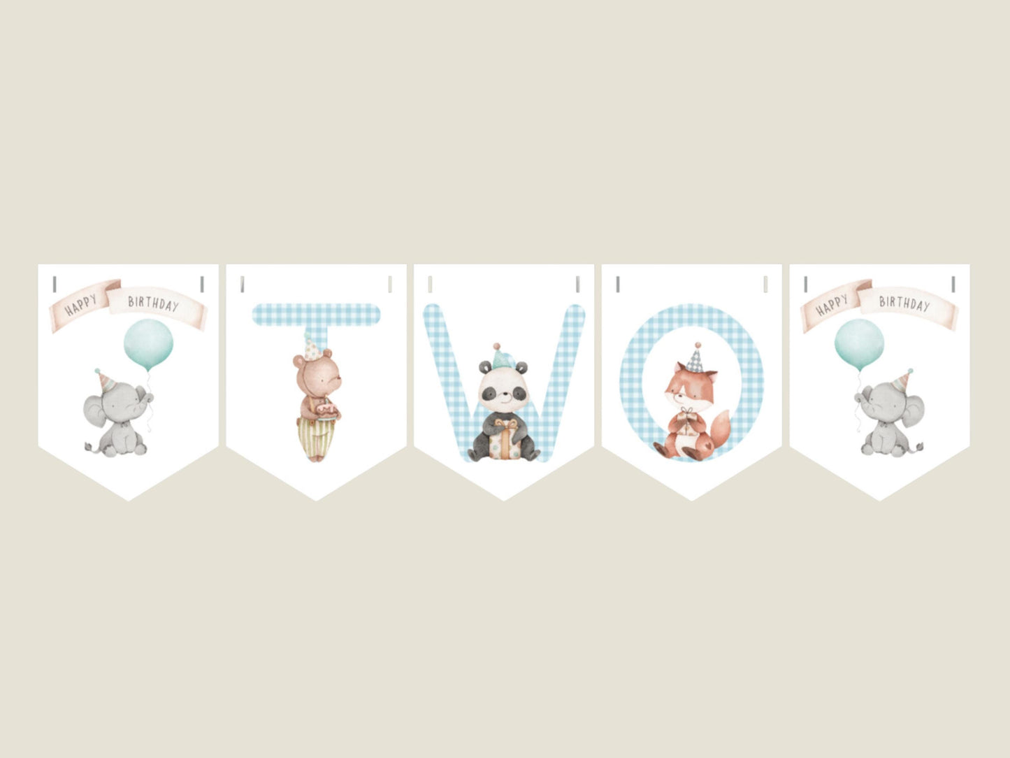 Birthday Animals Bunting  Children’s Birthday Garland (Ages 1–3)