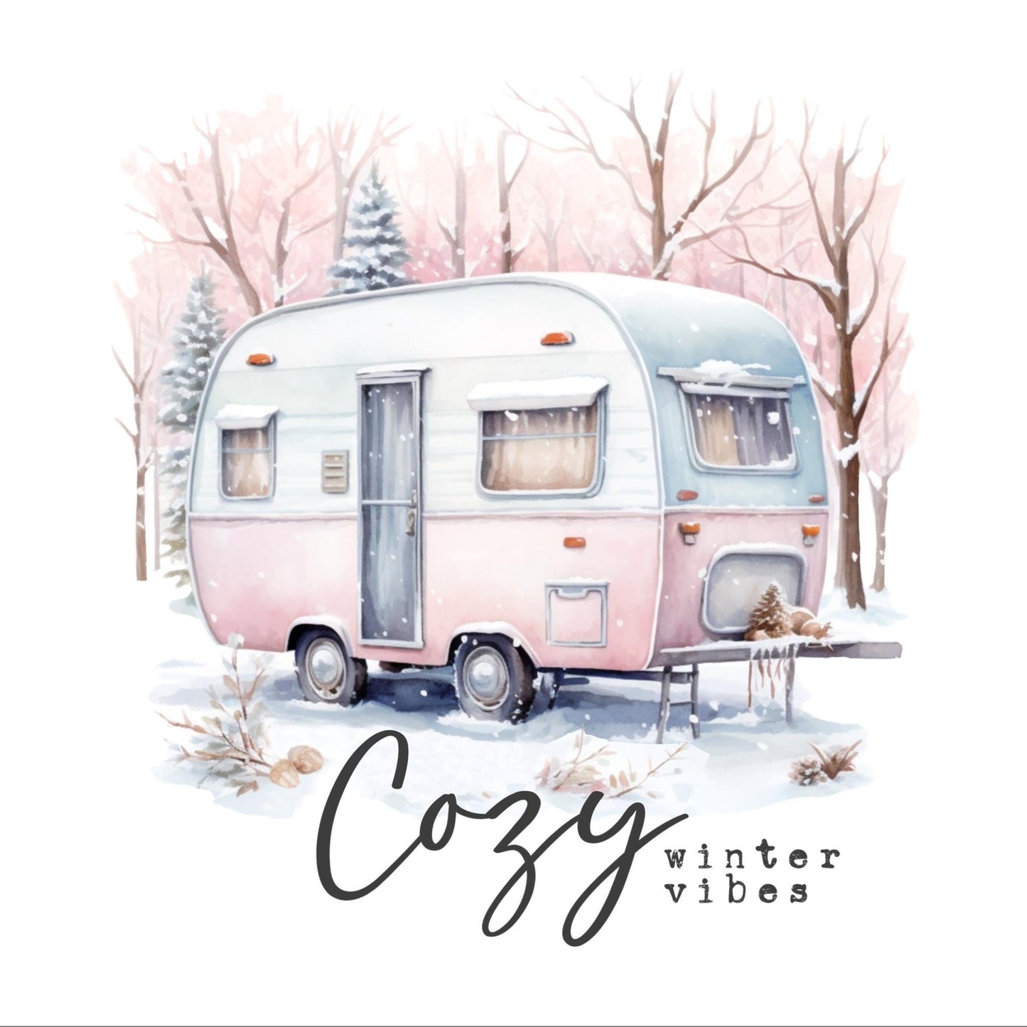 Vintage Caravan Christmas Card: Happy Holidays Camper Theme