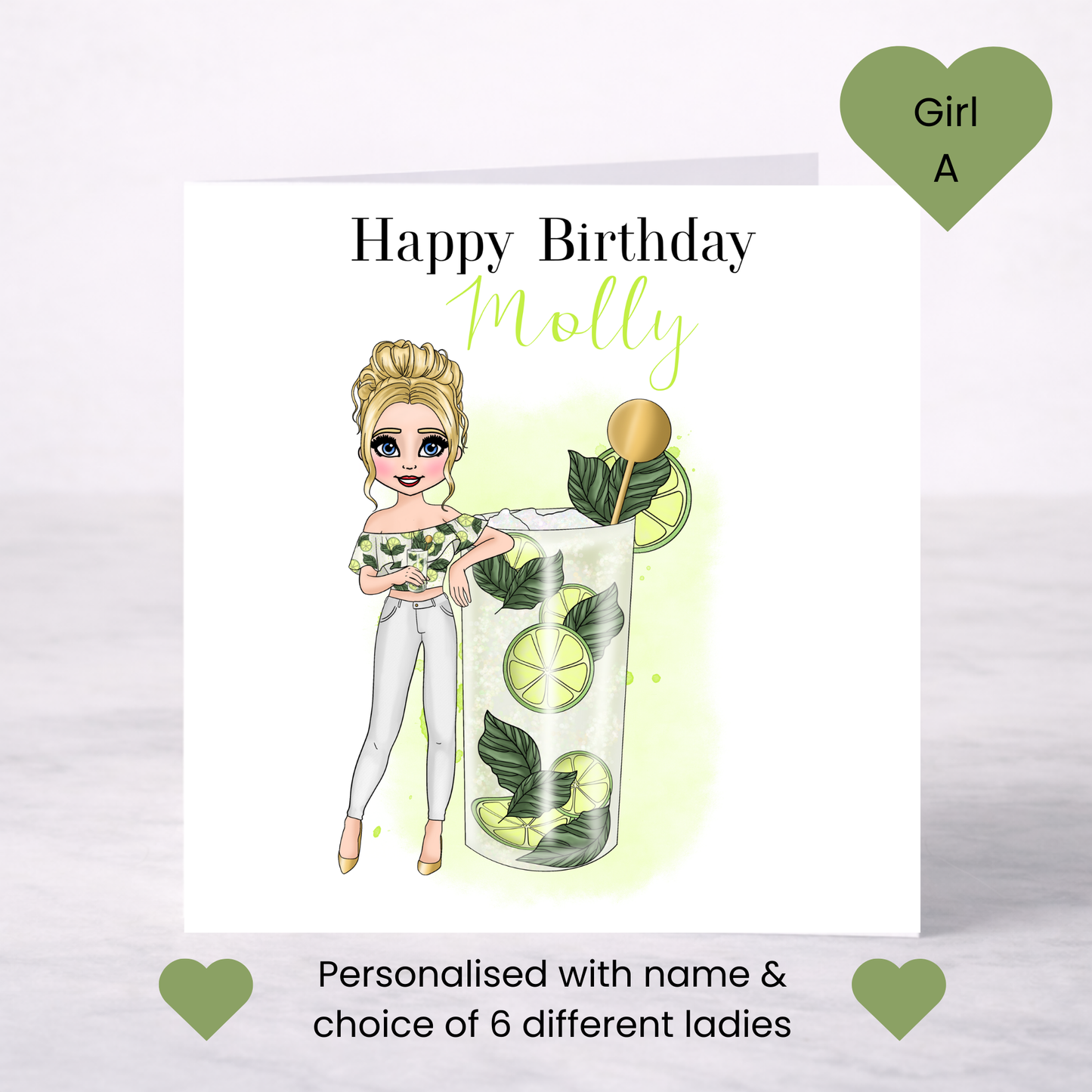 Personalised Mojito Birthday Card – Casual Cocktail Design