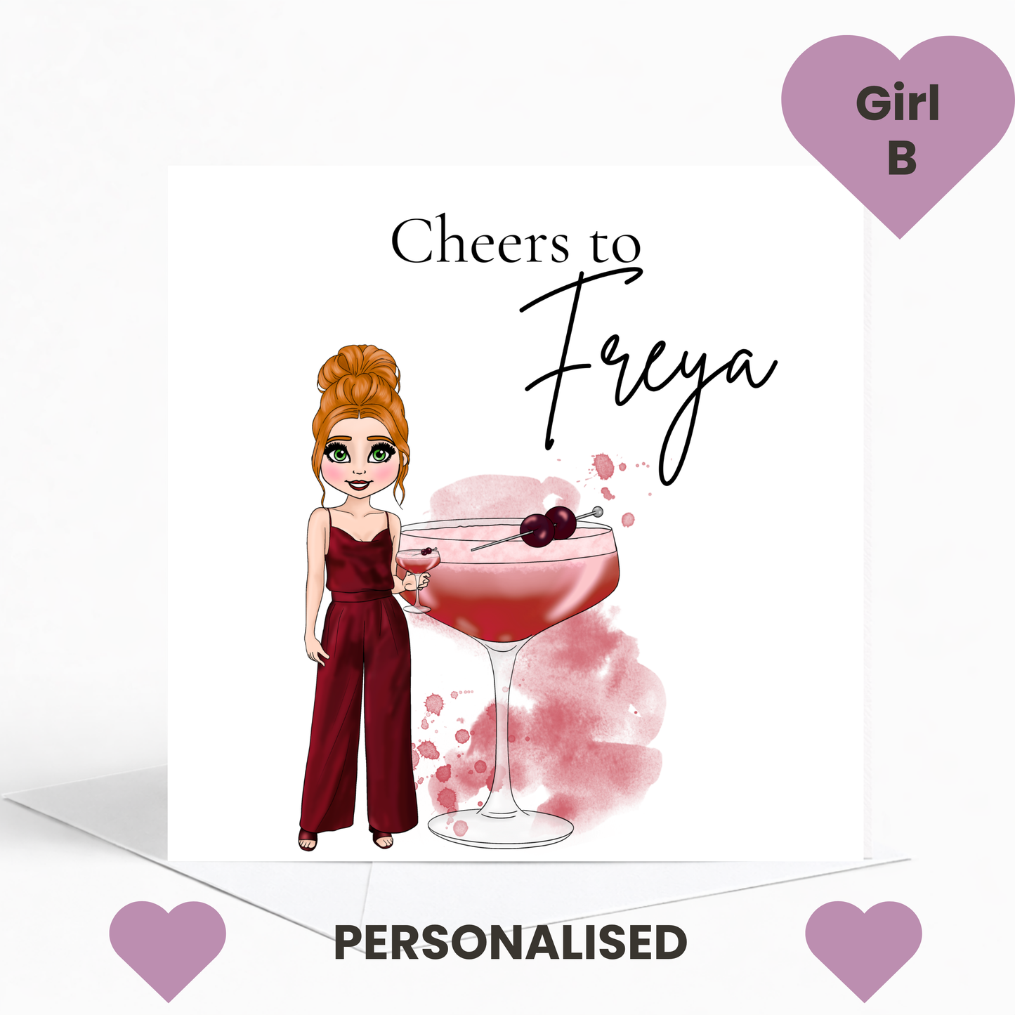 Personalised Cherry Sours Birthday Card for Her – Trendy Cocktail Birthday Card for Teens & Young Adults