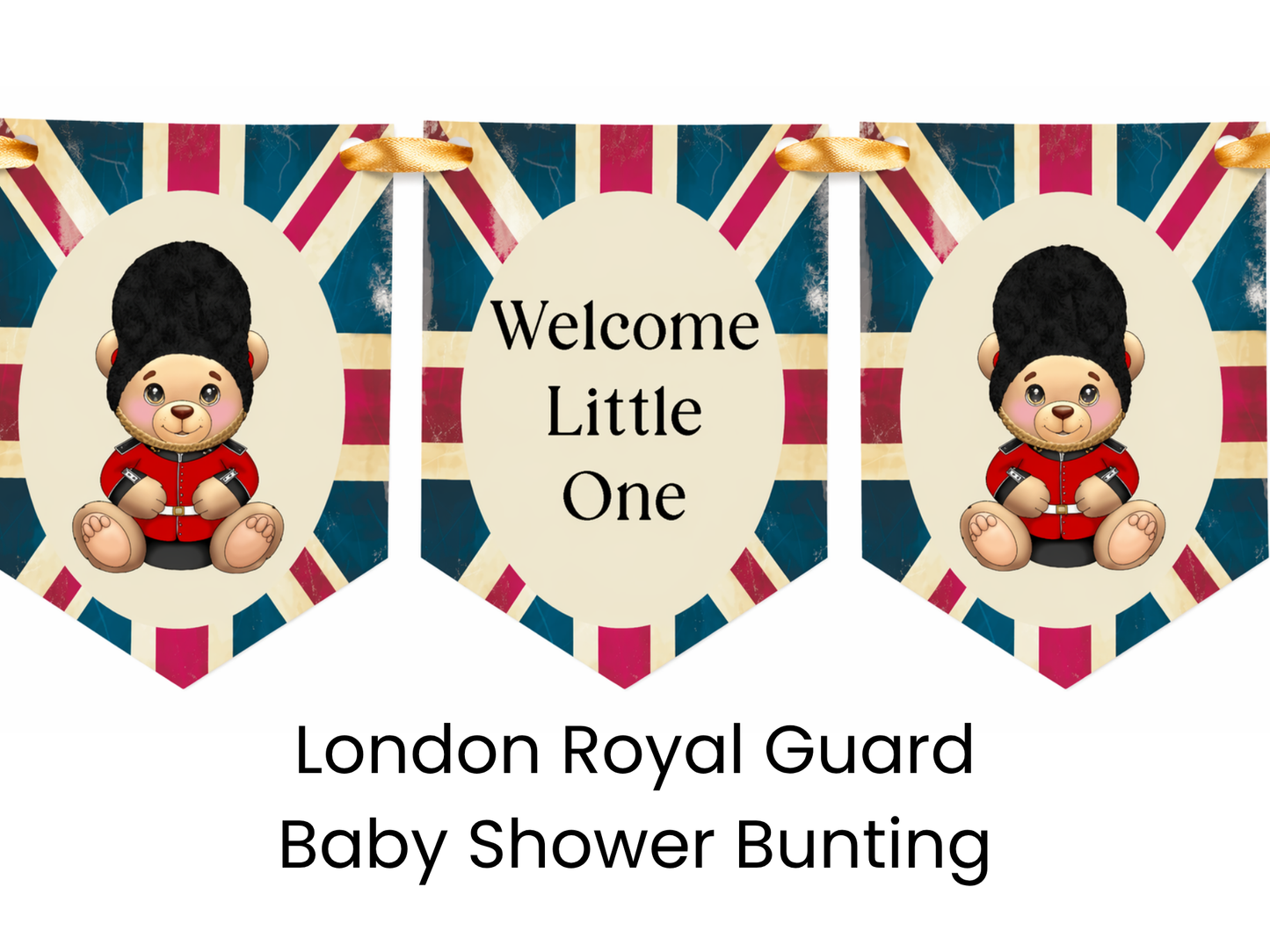 London Royal Guard Baby Shower Bunting – Teddy Bear British Banner