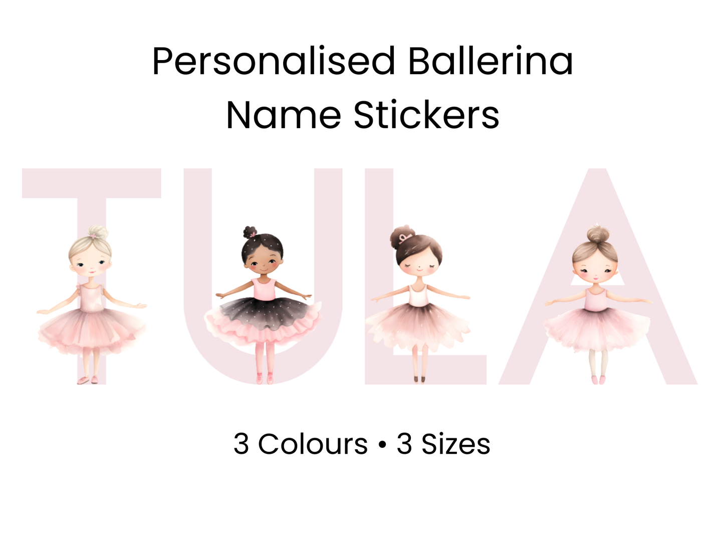 Personalised Ballerina Name Wall Sticker – Ballet Nursery Vinyl Decal for Girls Bedroom