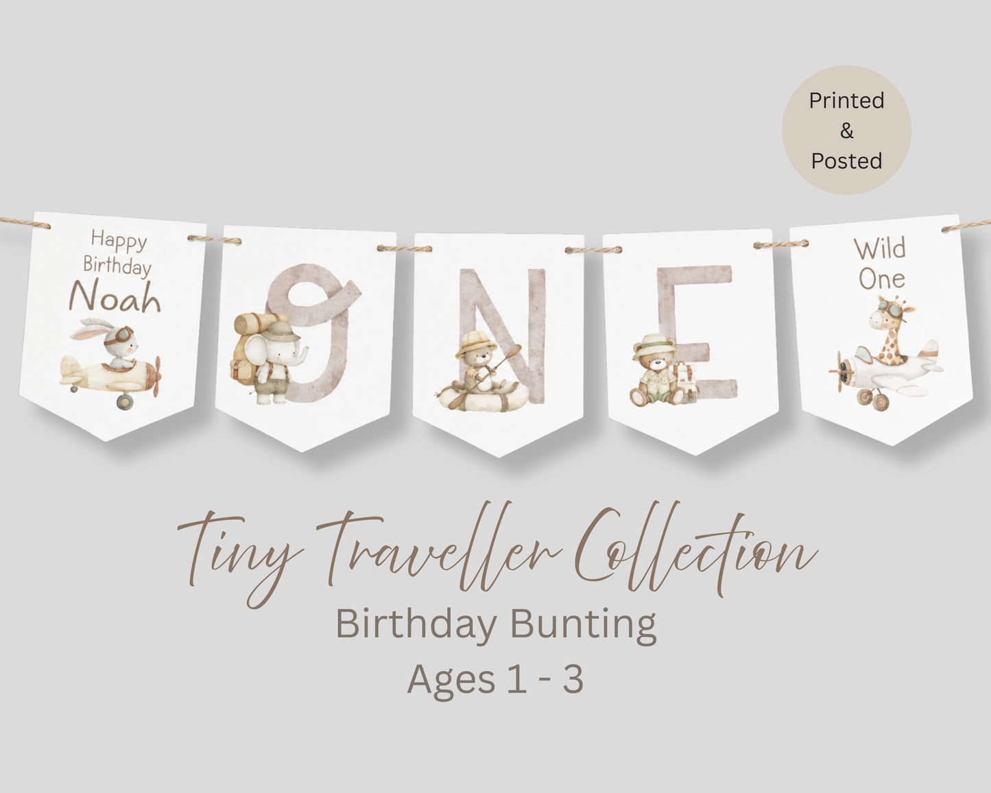 Little Explorer Birthday Bunting Personalised Wild One Adventure Decor Ages 1-3