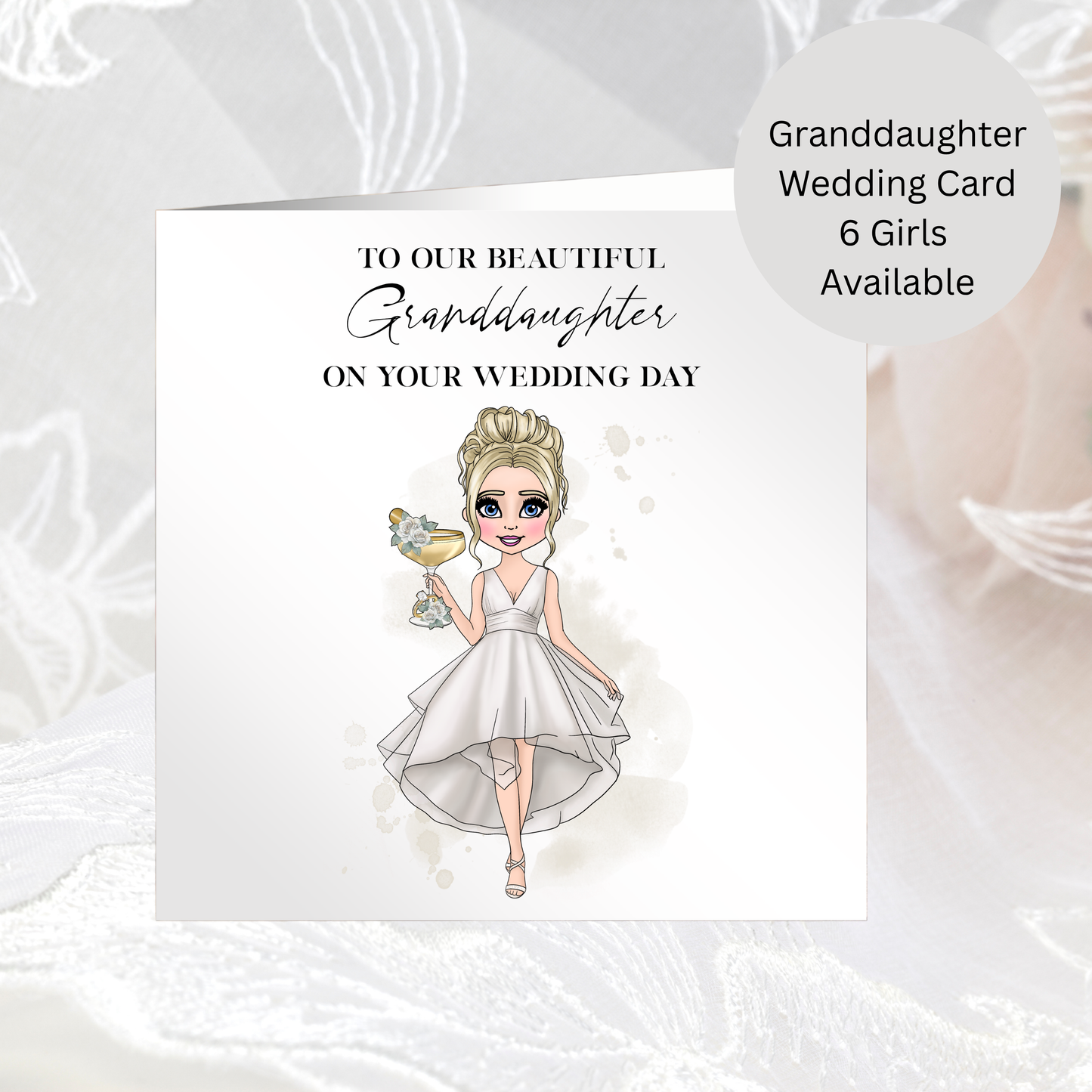 Granddaughter Wedding Day Card – Choose Bride Illustration