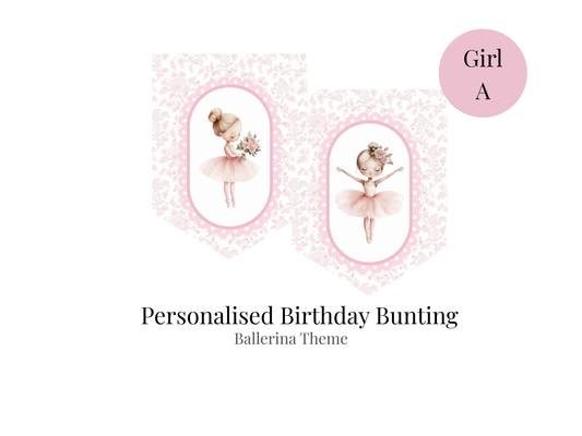 Personalised Ballerina Birthday Bunting – Pink Floral Ballet Banner for Girls
