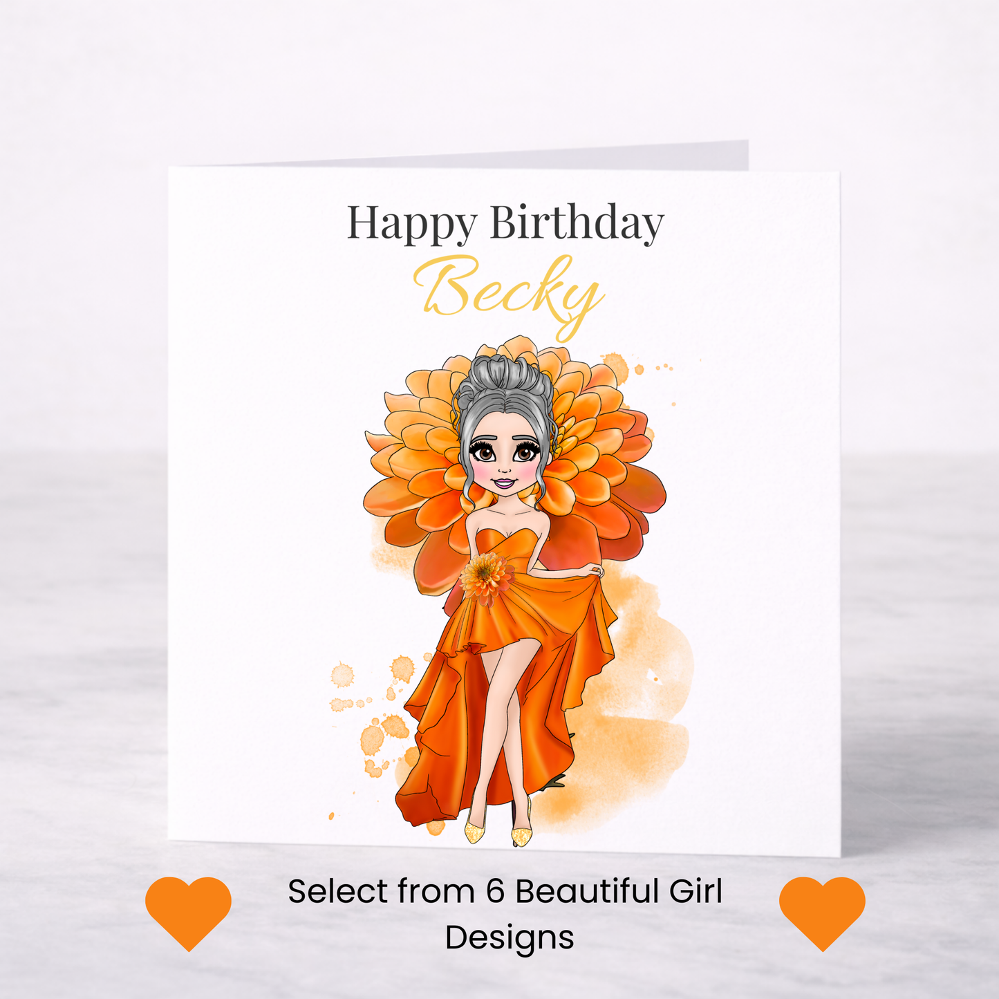 Personalised November Birth Flower Birthday Card – Chrysanthemum Design, Custom Name, Choice of Girl