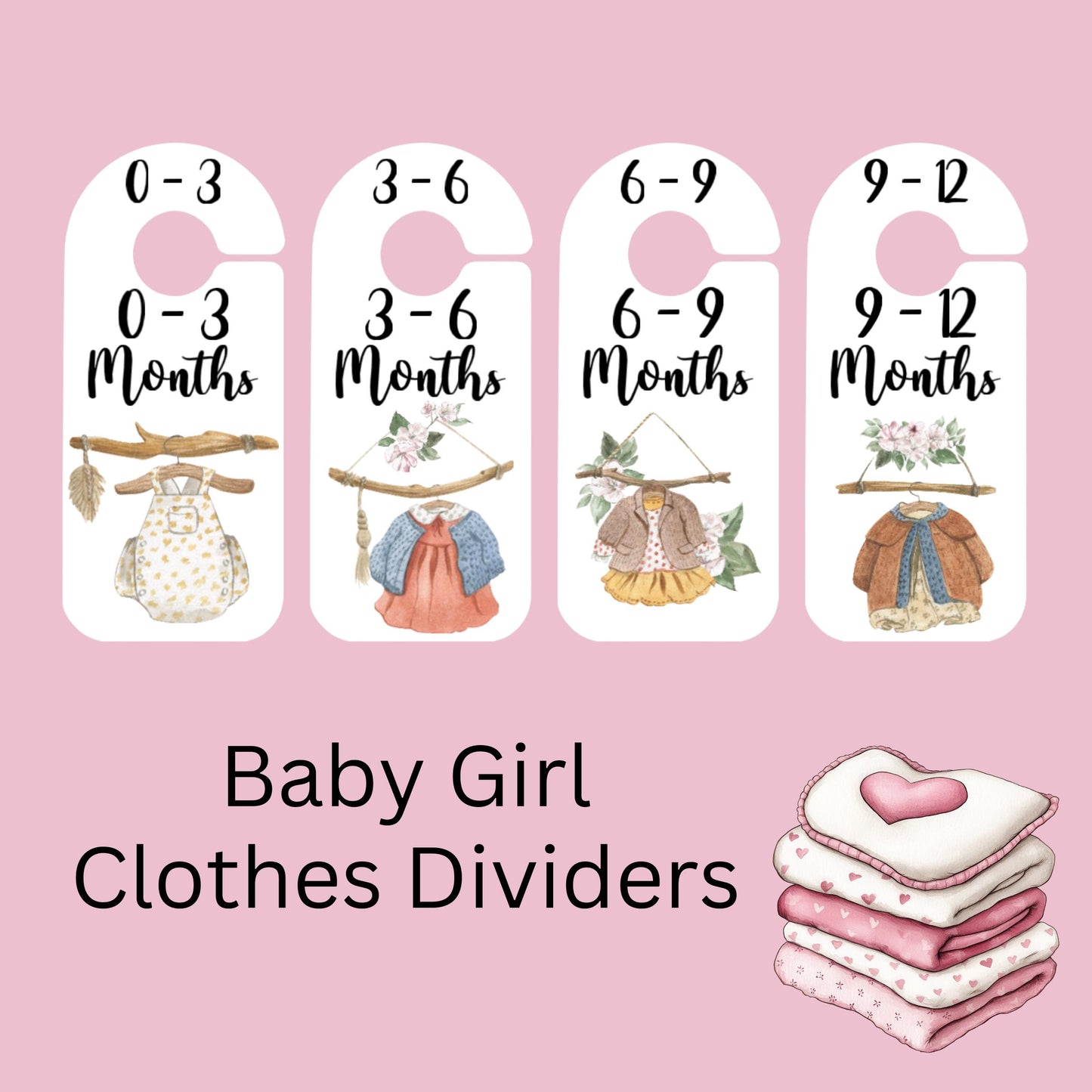 Watercolour Boho Baby Clothes Age Dividers – Nursery Wardrobe Organisers
