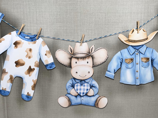 Western Baby Bunting in Blue or Pink – Cowboy/Cowgirl Baby Shower Decor