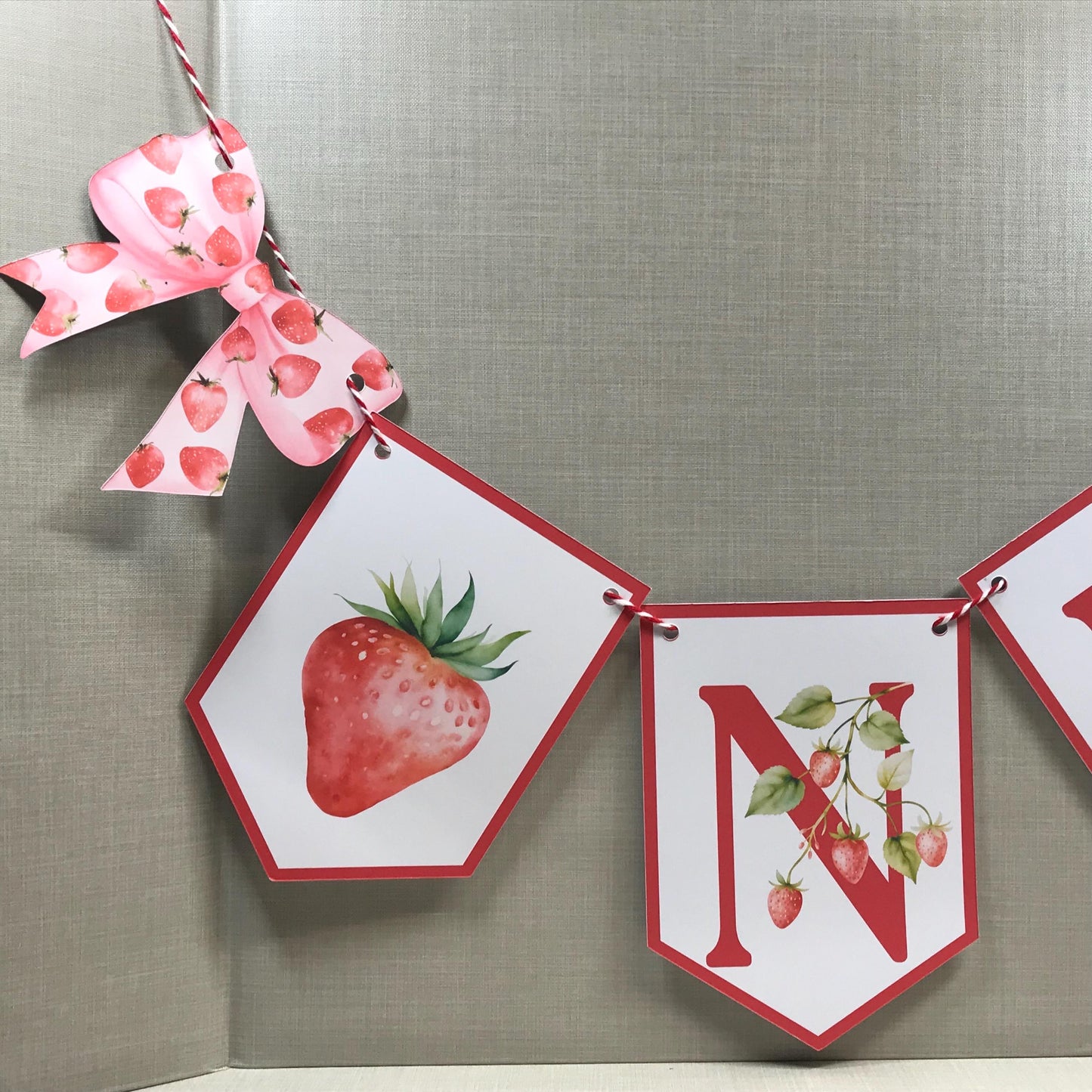 First Birthday Banner Strawberry Theme